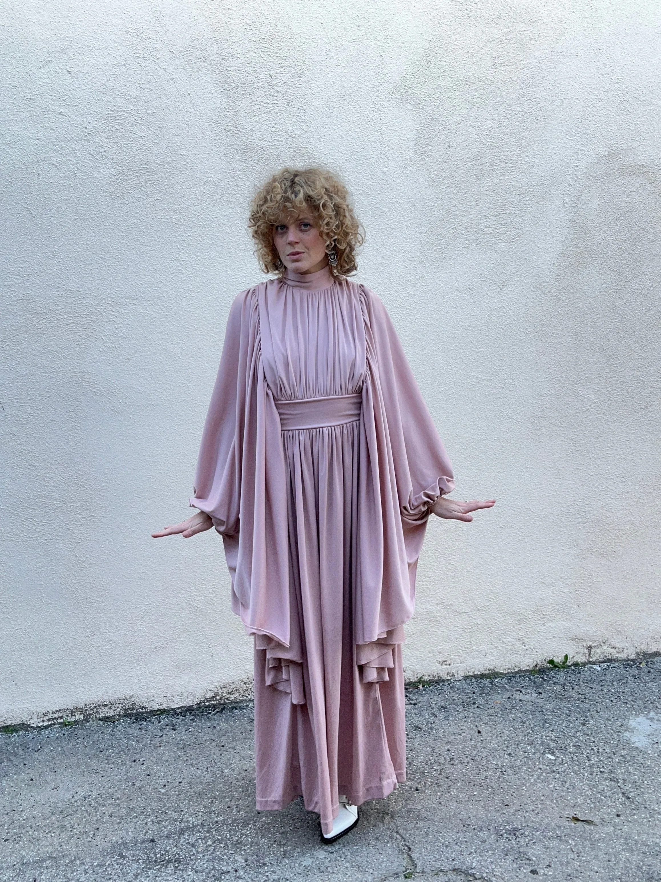 Vintage Jack Hartley Blush Pink Batwing Gown