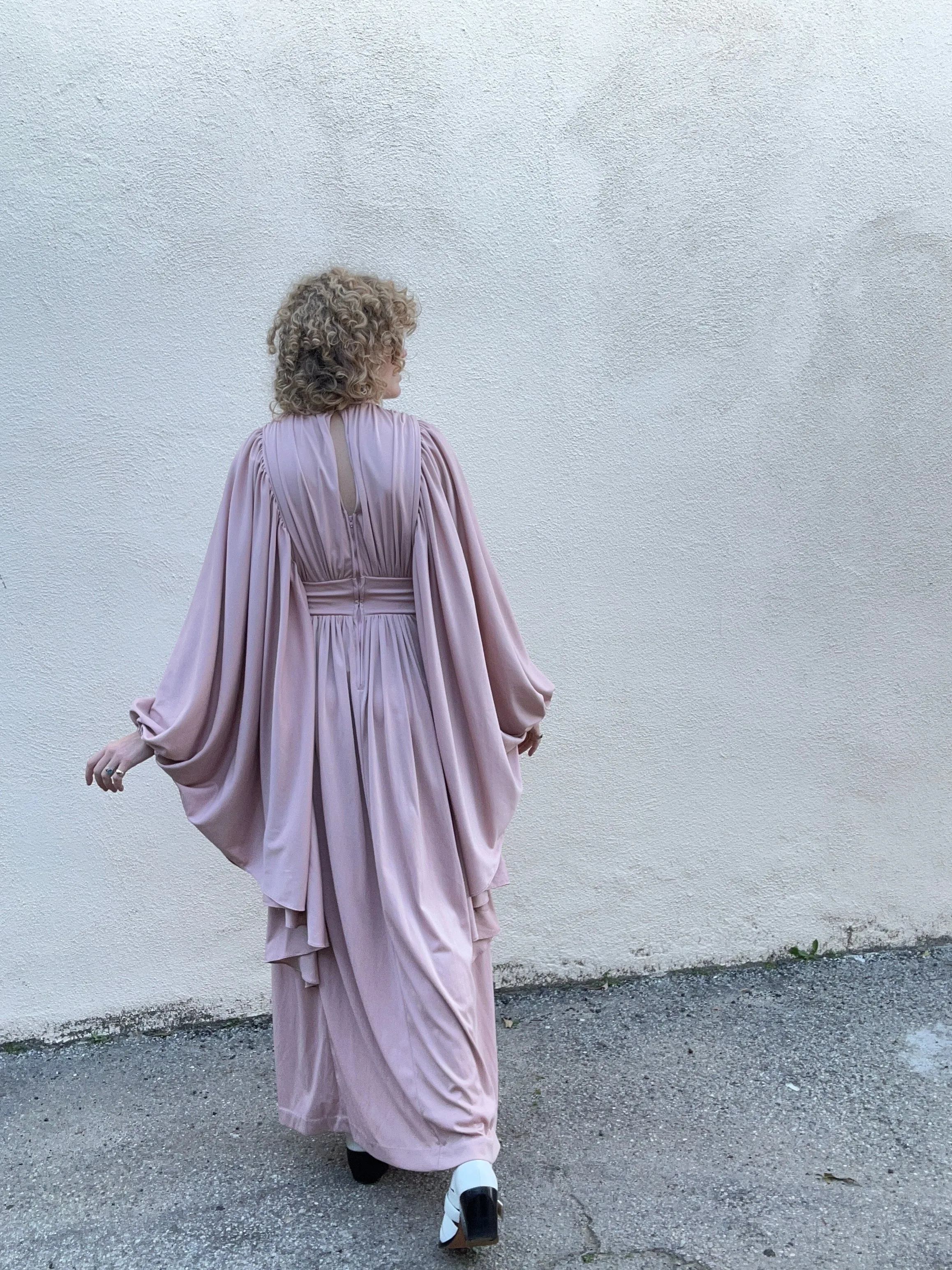 Vintage Jack Hartley Blush Pink Batwing Gown