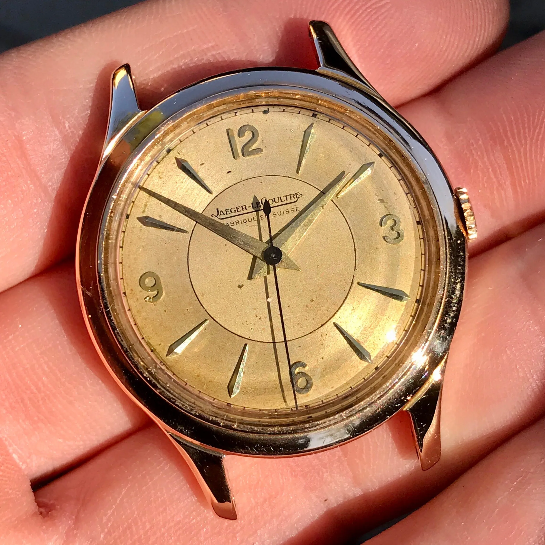 Vintage Jaeger LeCoultre 18K Rose Gold Caliber P 478 Manual Wind Sector Dial Wristwatch