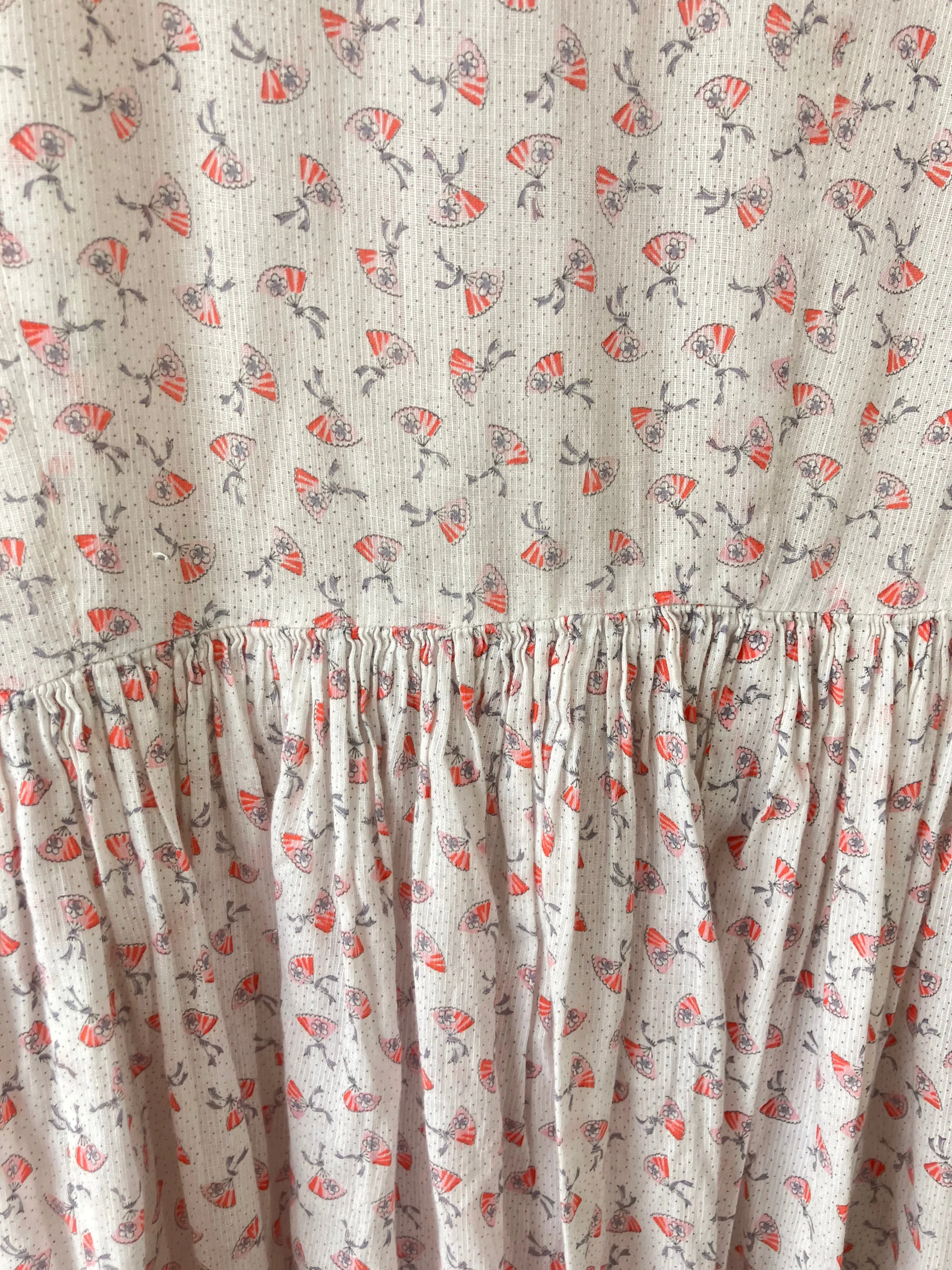 Vintage Junior Age 50's Cotton Fan Prrint Dress