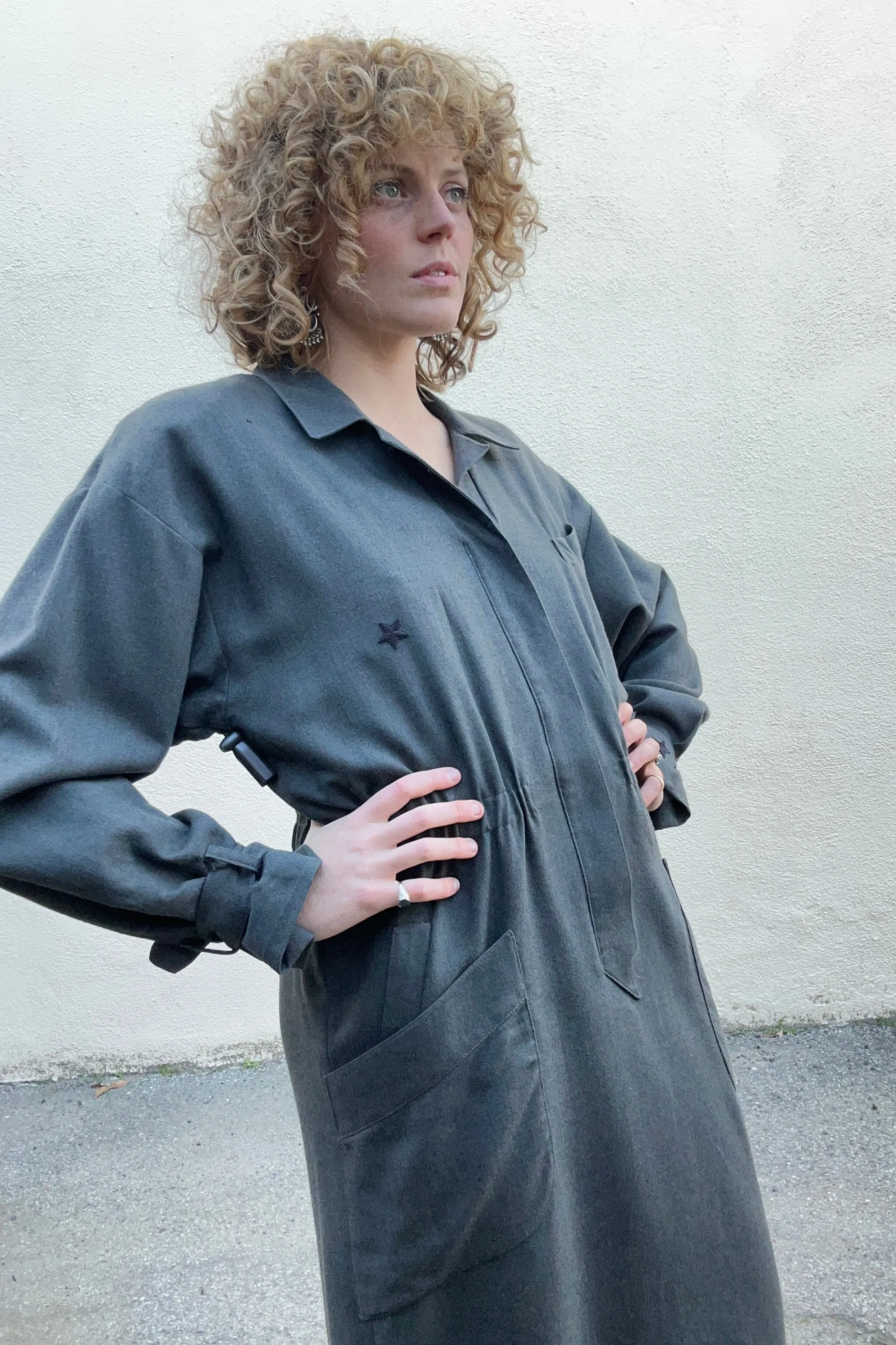 Vintage Karl Lagerfeld Grey Wool Dress With Stars
