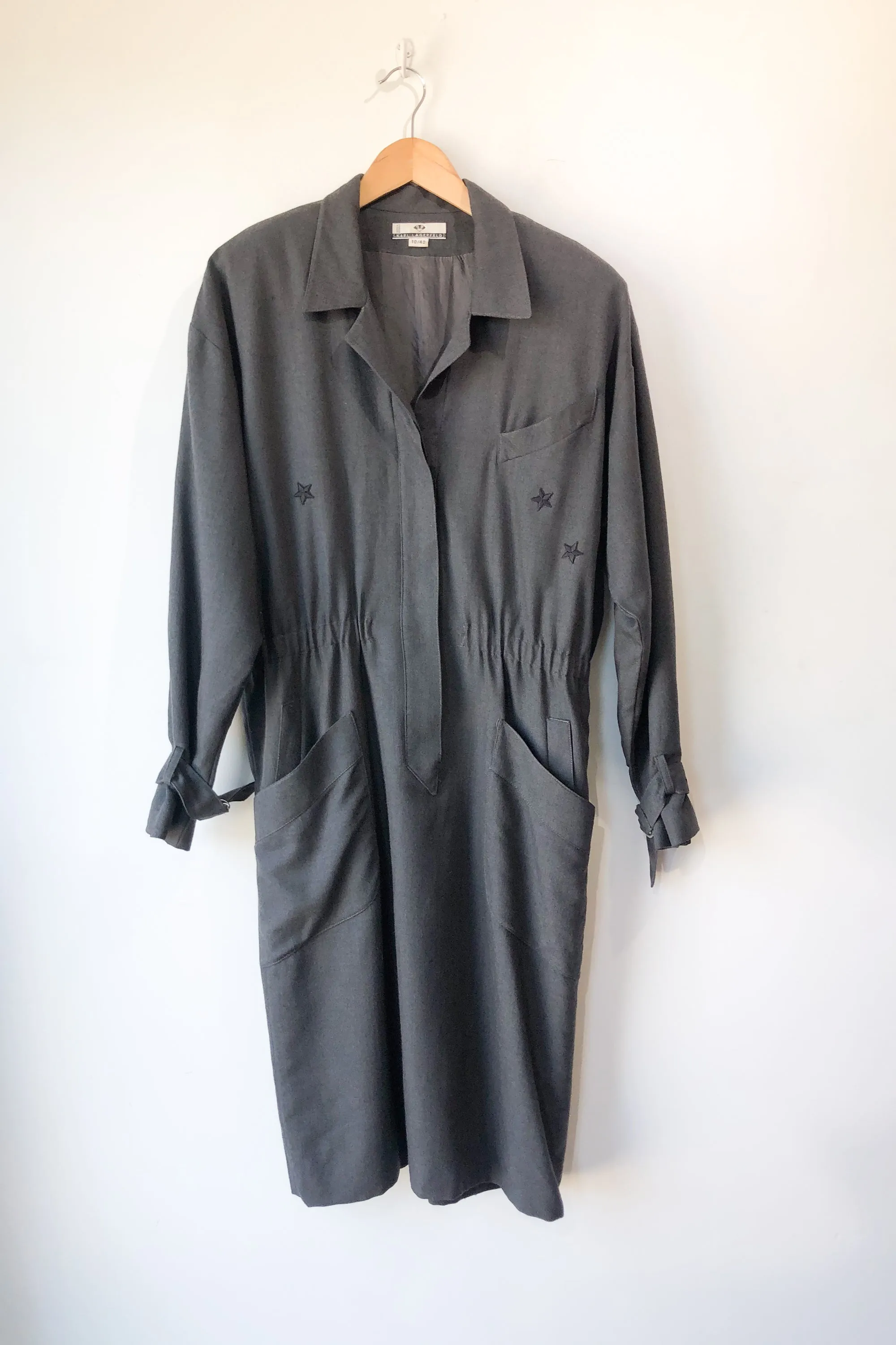 Vintage Karl Lagerfeld Grey Wool Dress With Stars