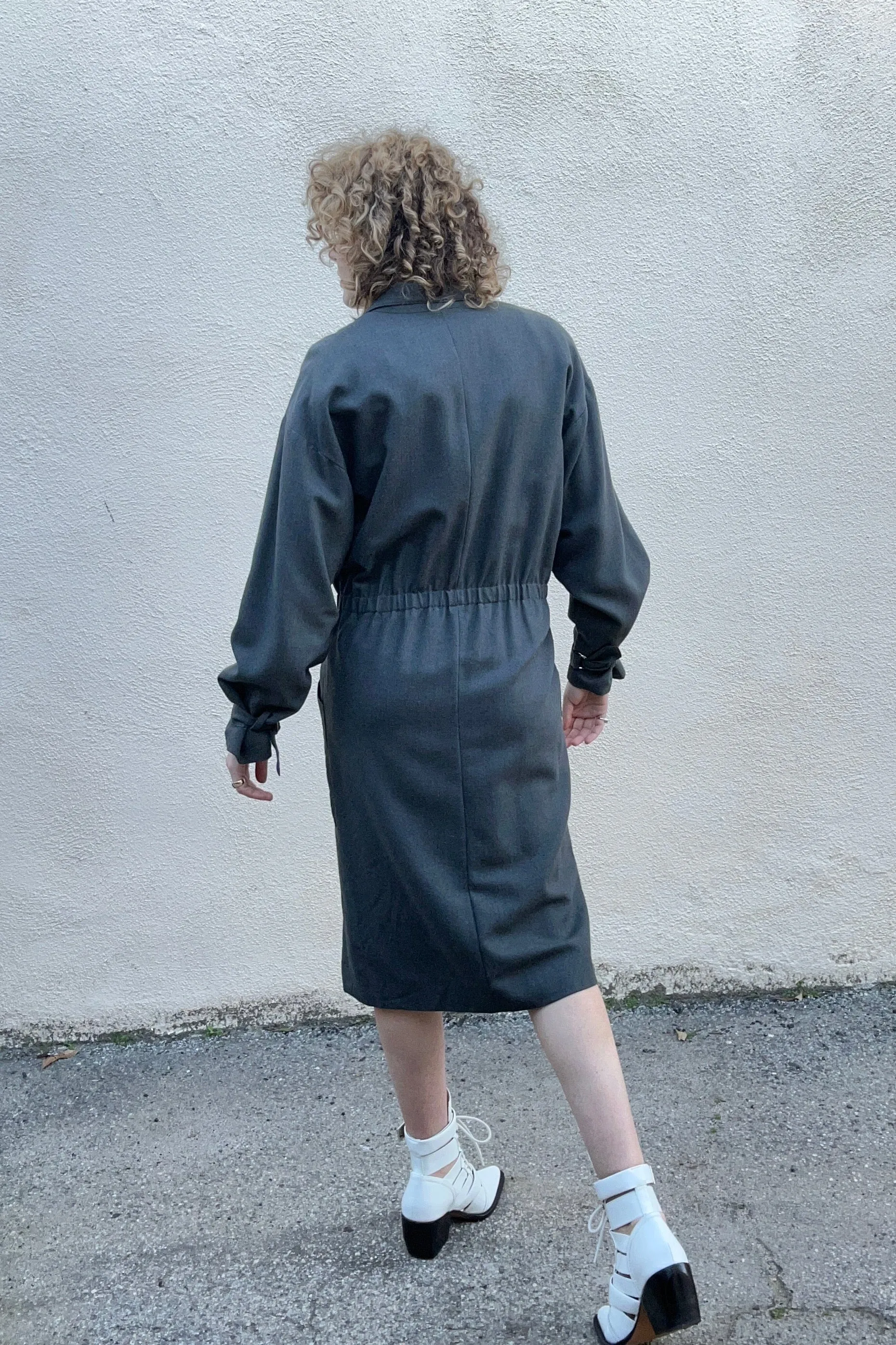 Vintage Karl Lagerfeld Grey Wool Dress With Stars