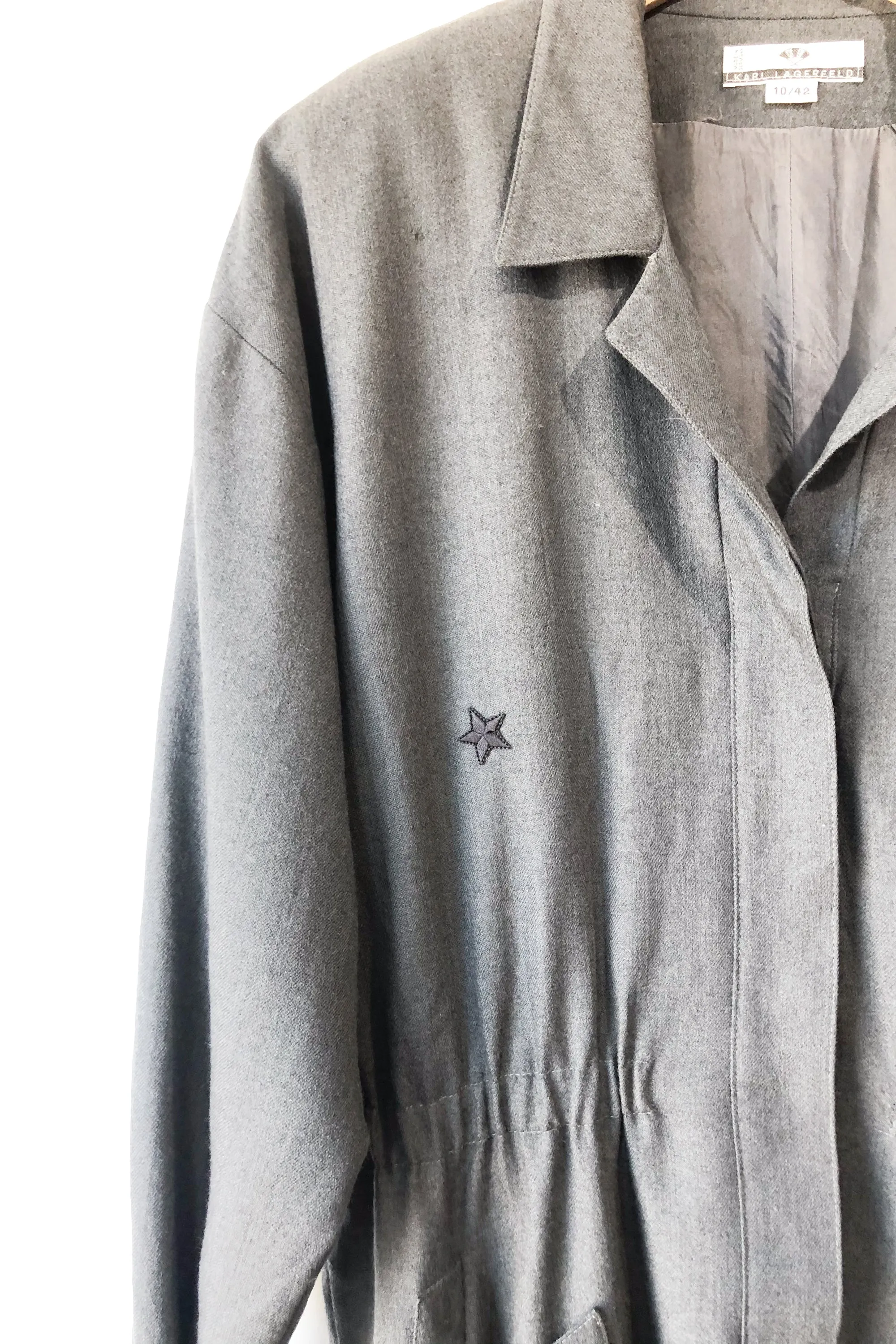 Vintage Karl Lagerfeld Grey Wool Dress With Stars