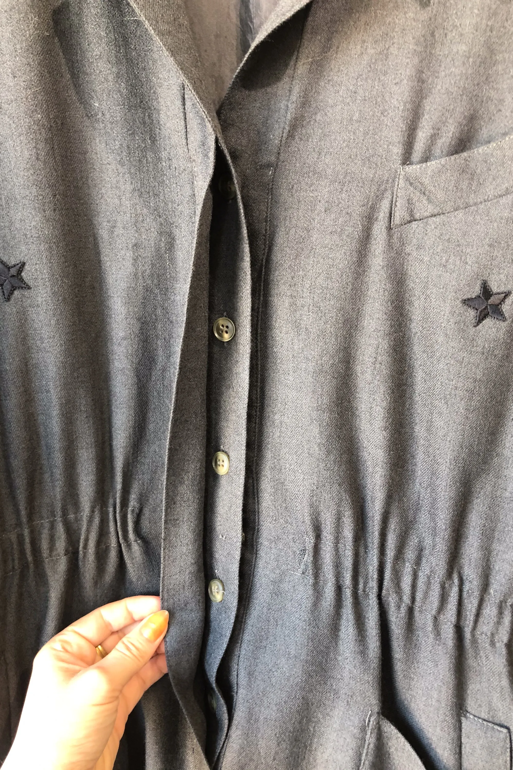 Vintage Karl Lagerfeld Grey Wool Dress With Stars