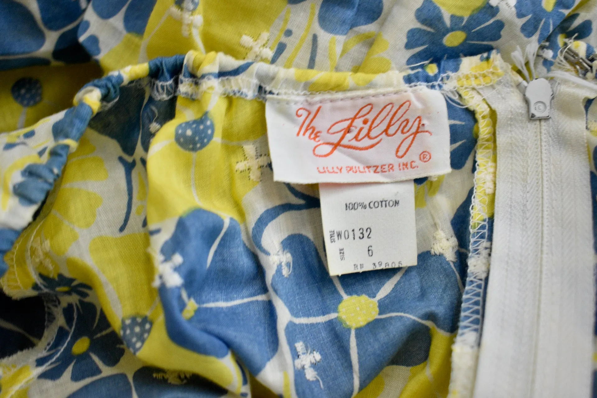 Vintage late  1960s Lilly Pulitzer Cotton Yellow/Blue Dress