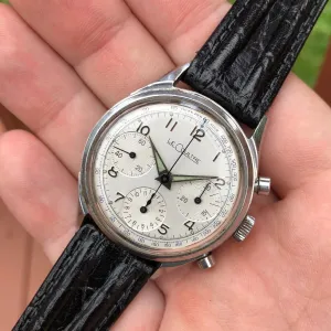 Vintage LeCoultre Stainless Steel Valjoux 72 Chronograph 35mm Triple Register Wristwatch