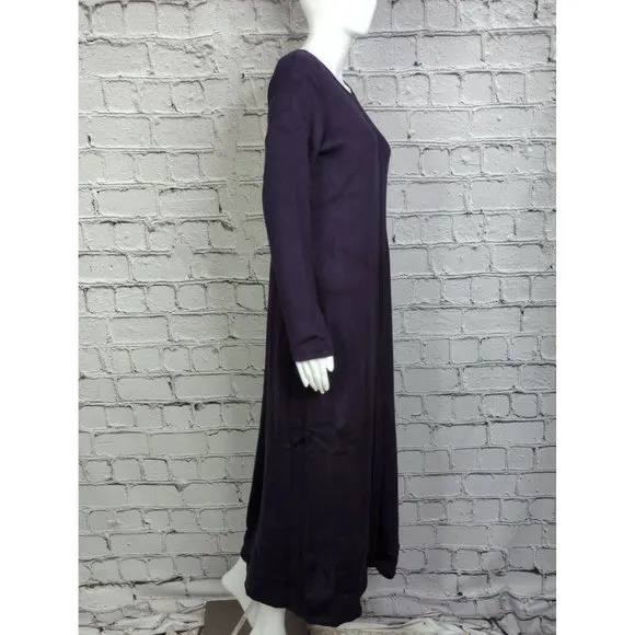 Vintage Linea Knitted Plum Maxi Dress Ladies Casual Long Sleeve Small loose fit