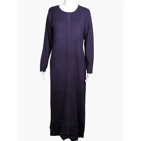 Vintage Linea Knitted Plum Maxi Dress Ladies Casual Long Sleeve Small loose fit