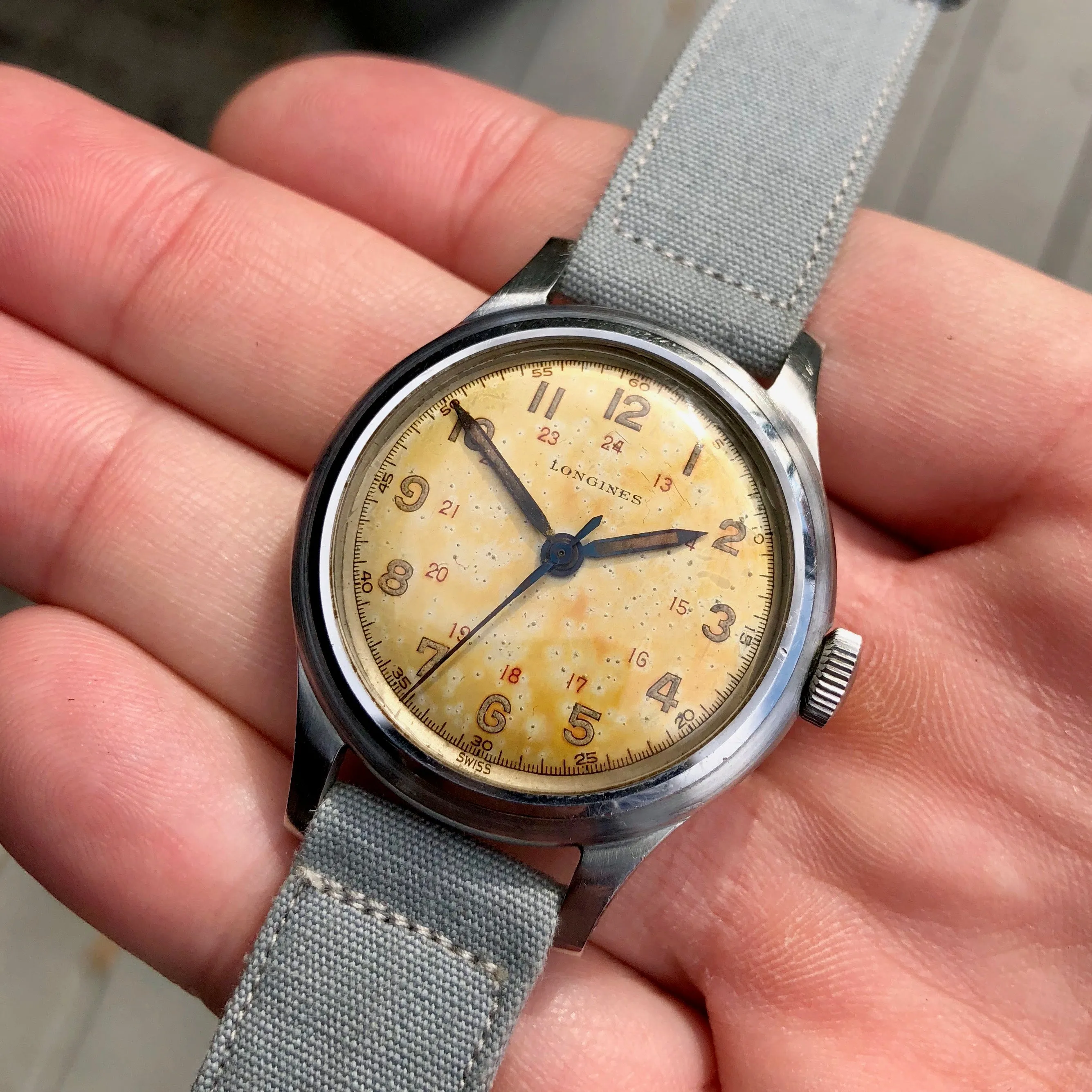 Vintage Longines Caliber 23M Manual Wind "Espresso" Patina 33mm Steel 23042 Wristwatch