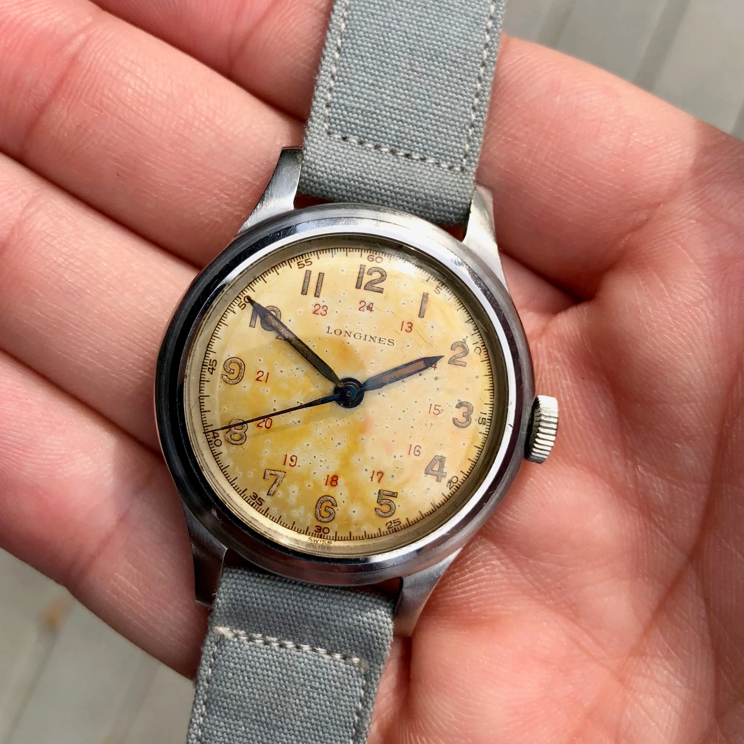 Vintage Longines Caliber 23M Manual Wind "Espresso" Patina 33mm Steel 23042 Wristwatch