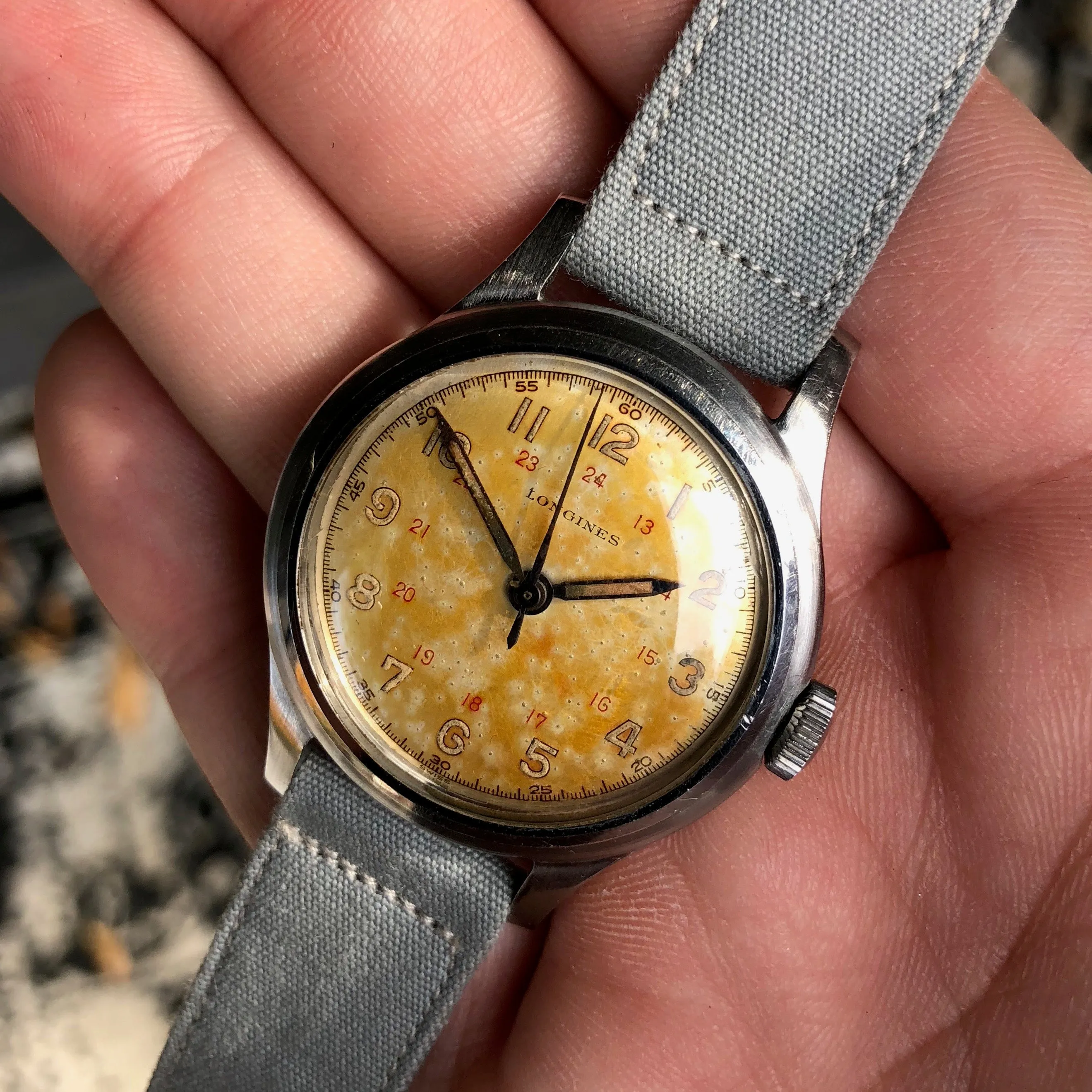 Vintage Longines Caliber 23M Manual Wind "Espresso" Patina 33mm Steel 23042 Wristwatch