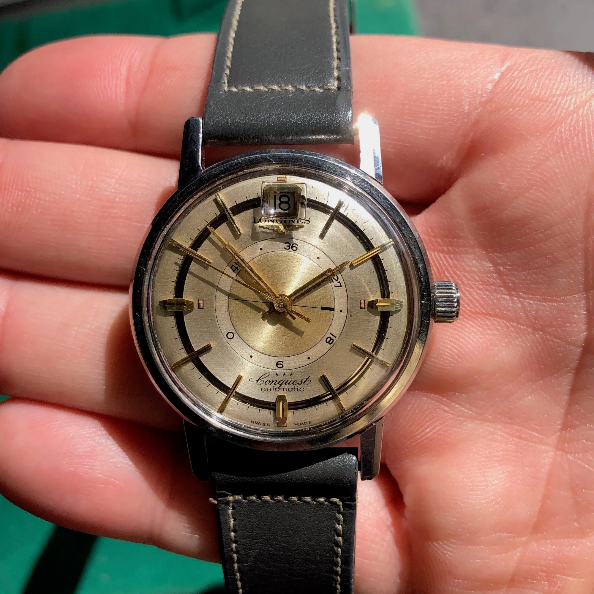 Vintage Longines Conquest Power Reserve 9032 Automatic Cal. 294 Steel Wristwatch