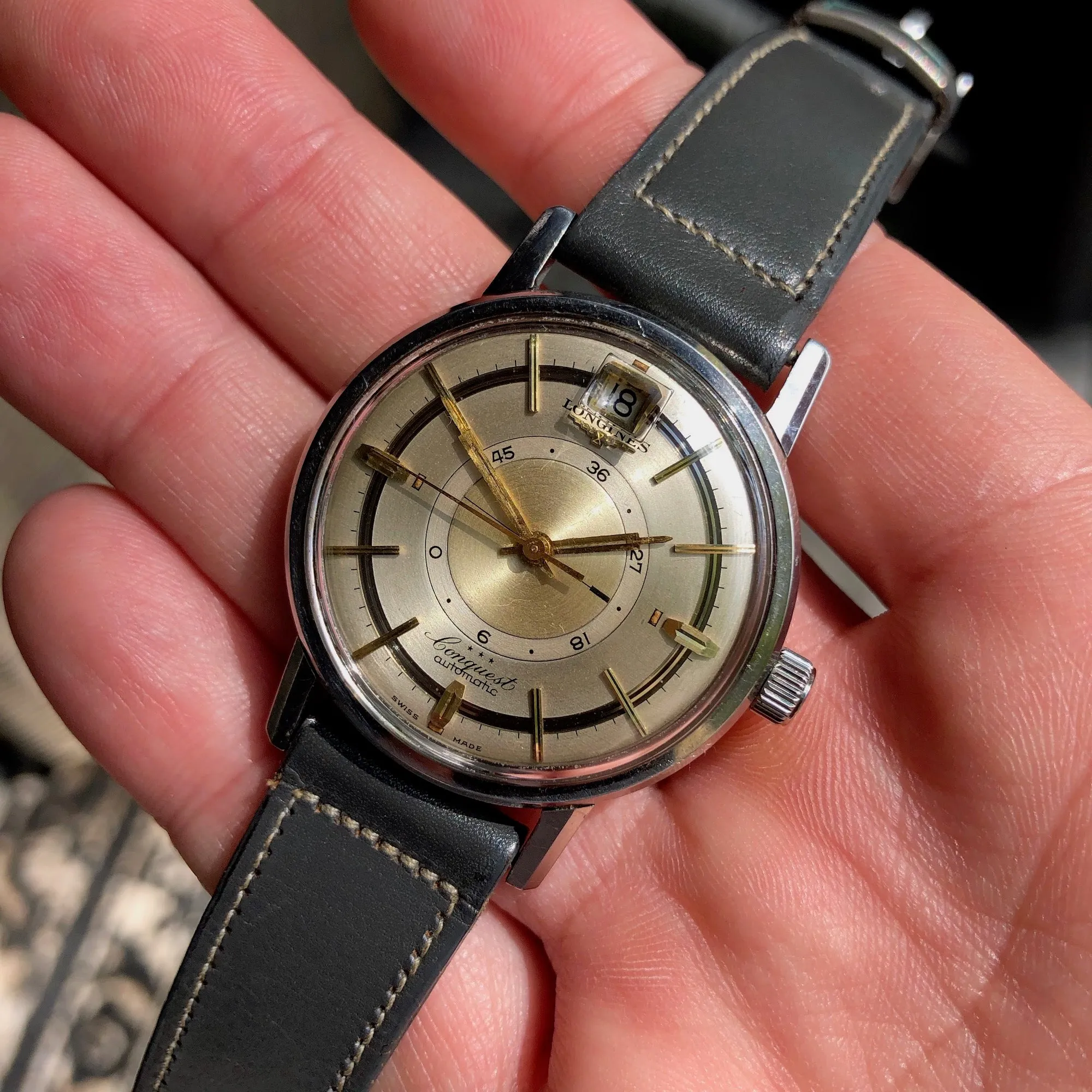 Vintage Longines Conquest Power Reserve 9032 Automatic Cal. 294 Steel Wristwatch