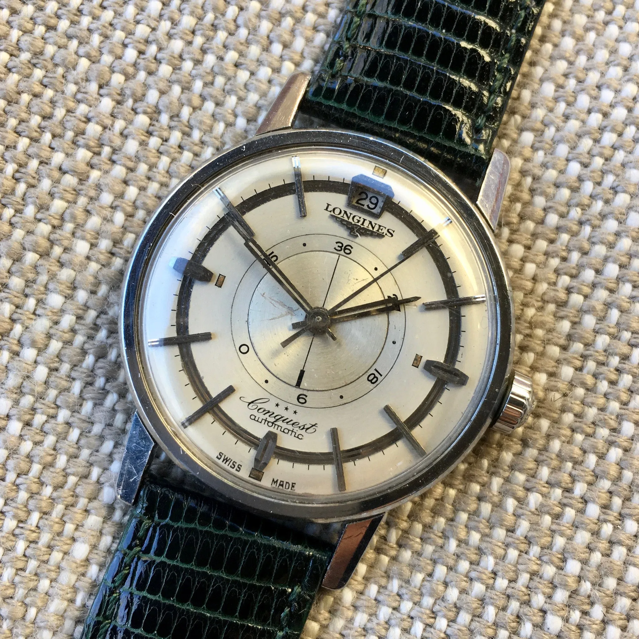 Vintage Longines Conquest Power Reserve 9035 Automatic Cal. 294 Steel Wristwatch