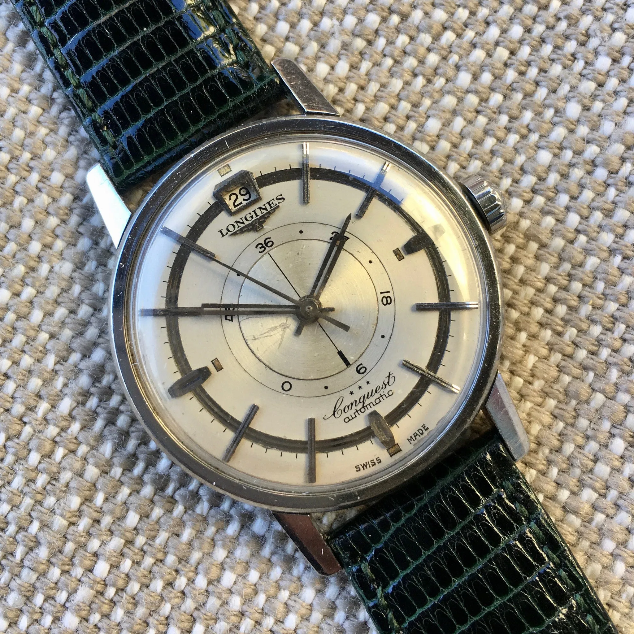 Vintage Longines Conquest Power Reserve 9035 Automatic Cal. 294 Steel Wristwatch