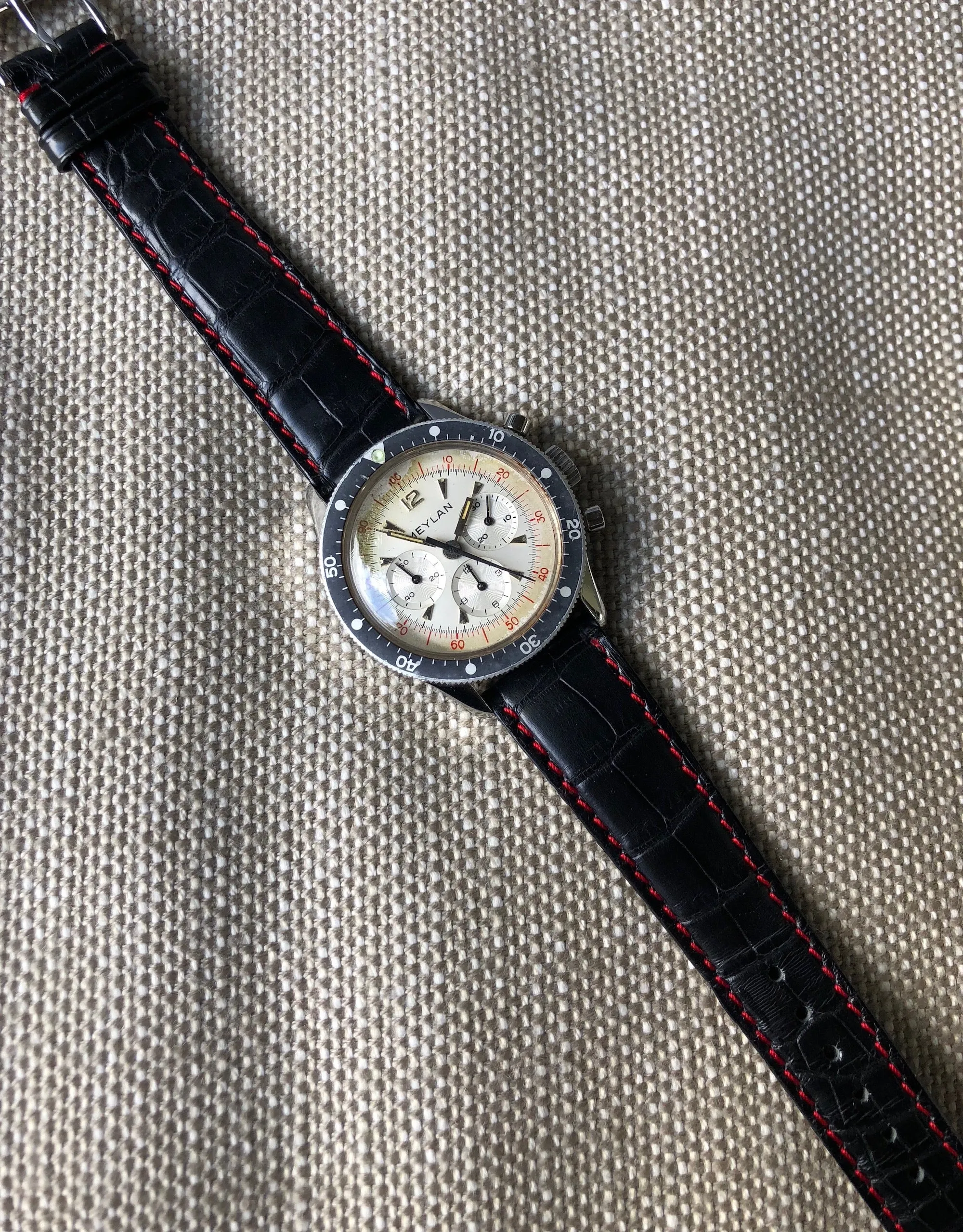 Vintage Meylan 816A Stainless Steel Chronograph Manual 37mm Wristwatch Circa 1960's