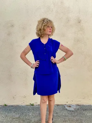Vintage Miu Miu Spring 2000 Blue Silk Dress