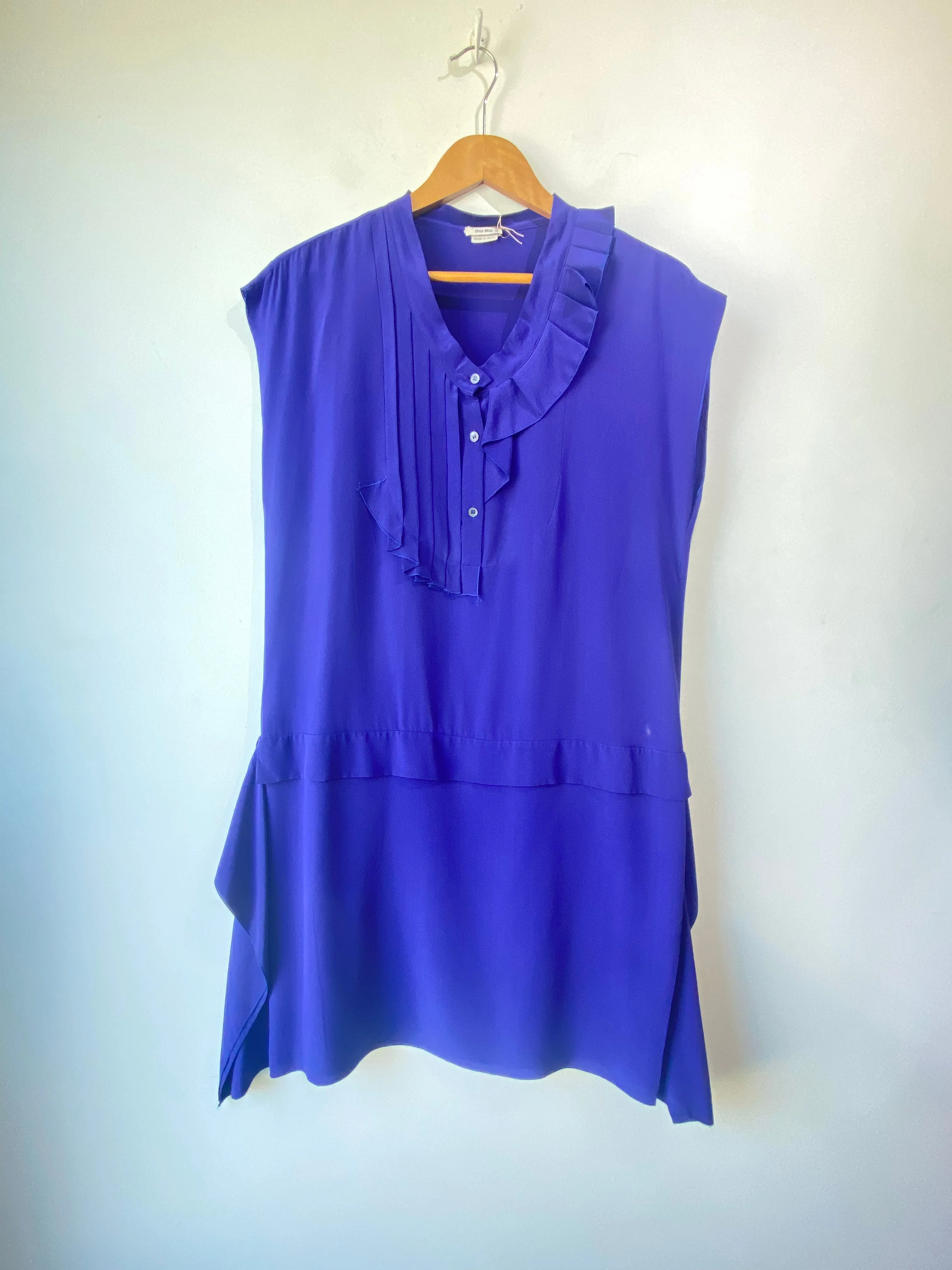 Vintage Miu Miu Spring 2000 Blue Silk Dress