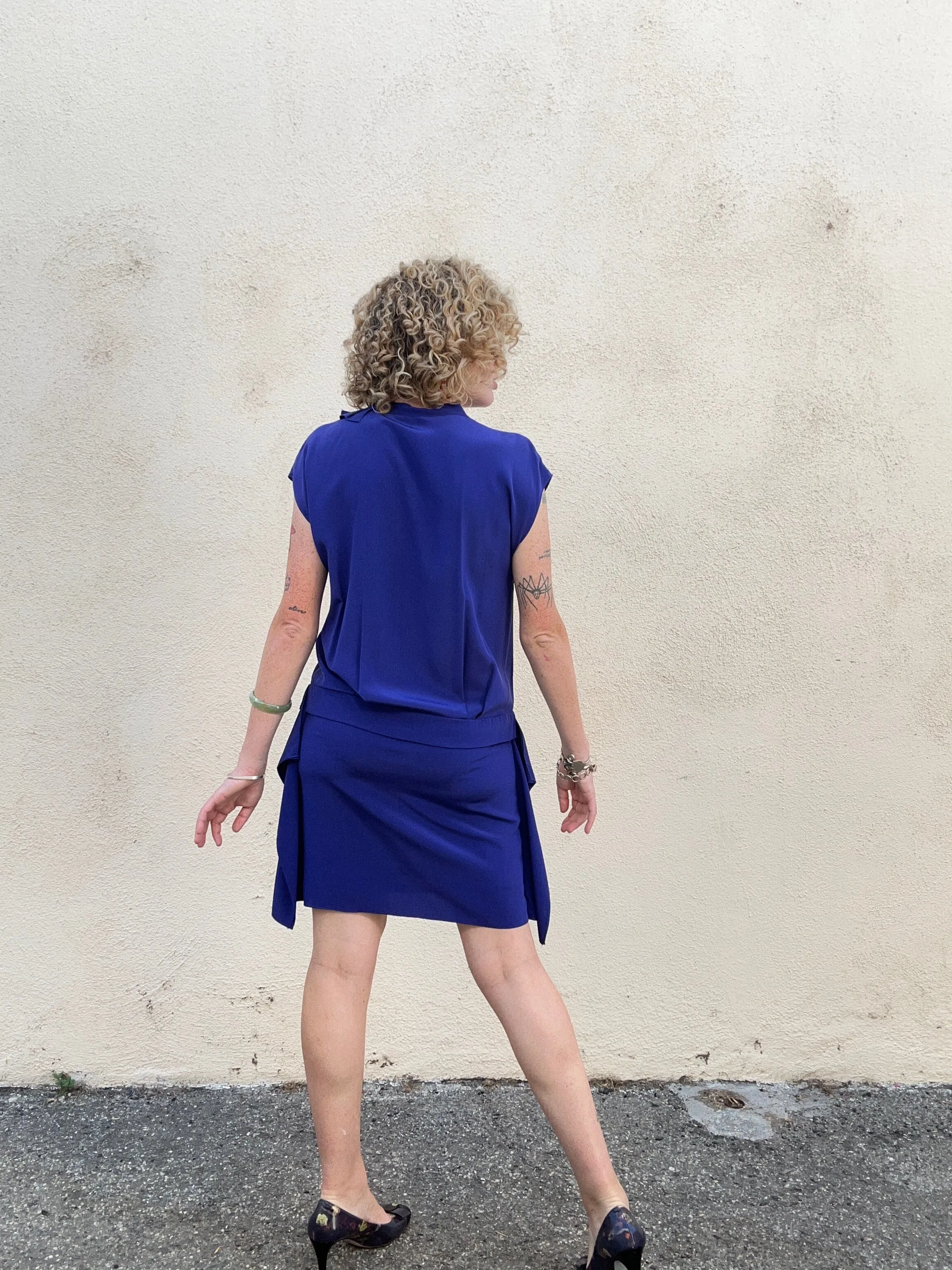Vintage Miu Miu Spring 2000 Blue Silk Dress
