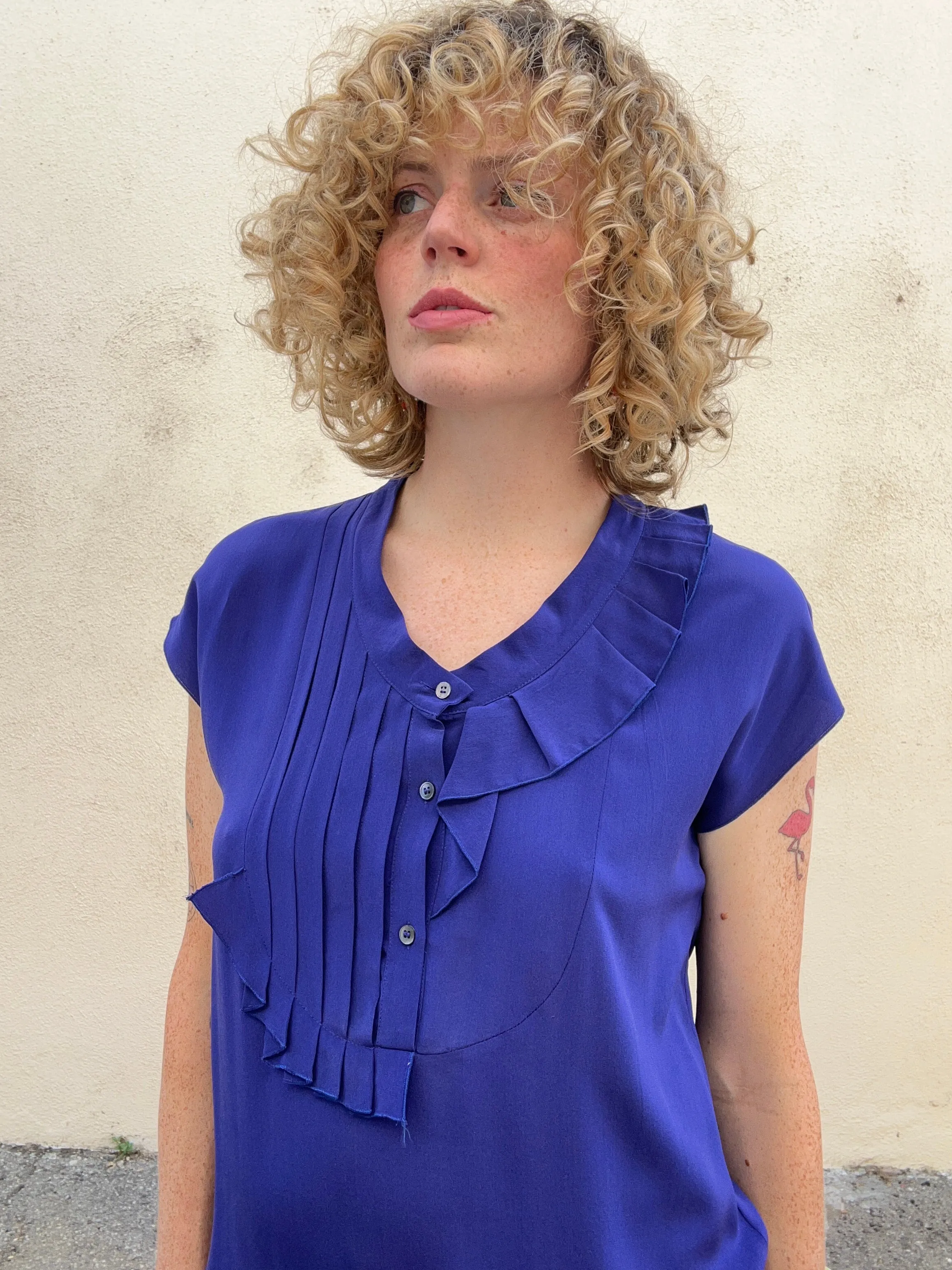 Vintage Miu Miu Spring 2000 Blue Silk Dress