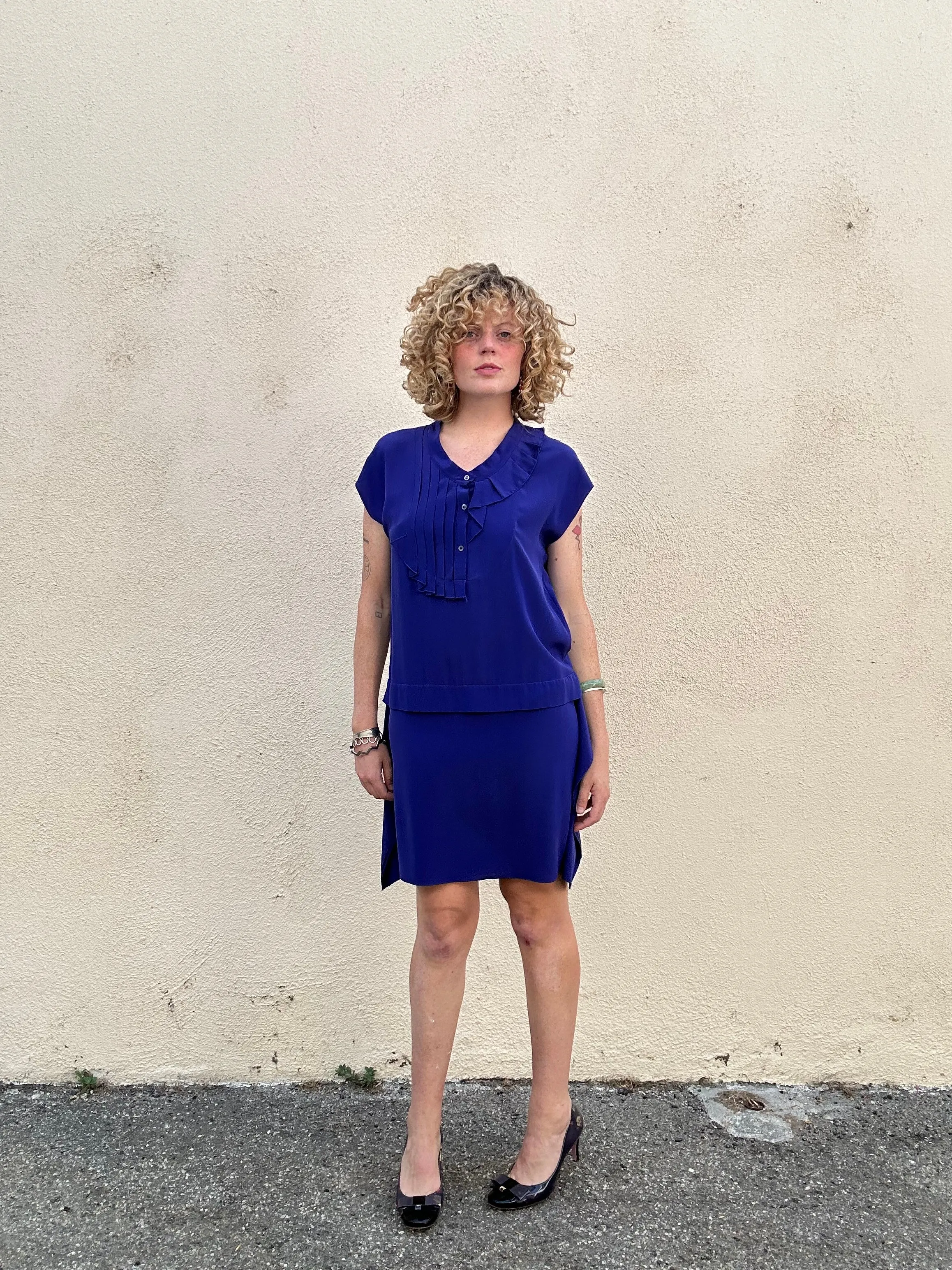 Vintage Miu Miu Spring 2000 Blue Silk Dress