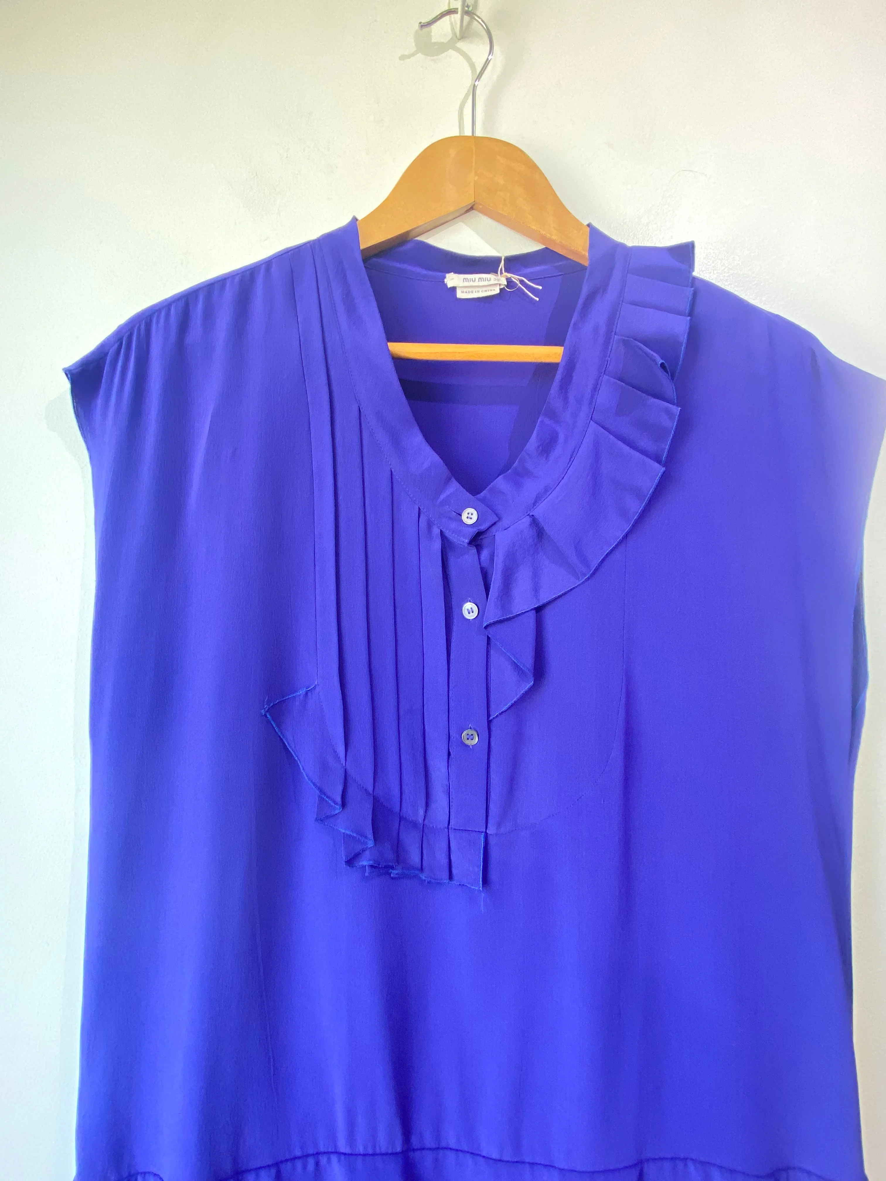 Vintage Miu Miu Spring 2000 Blue Silk Dress
