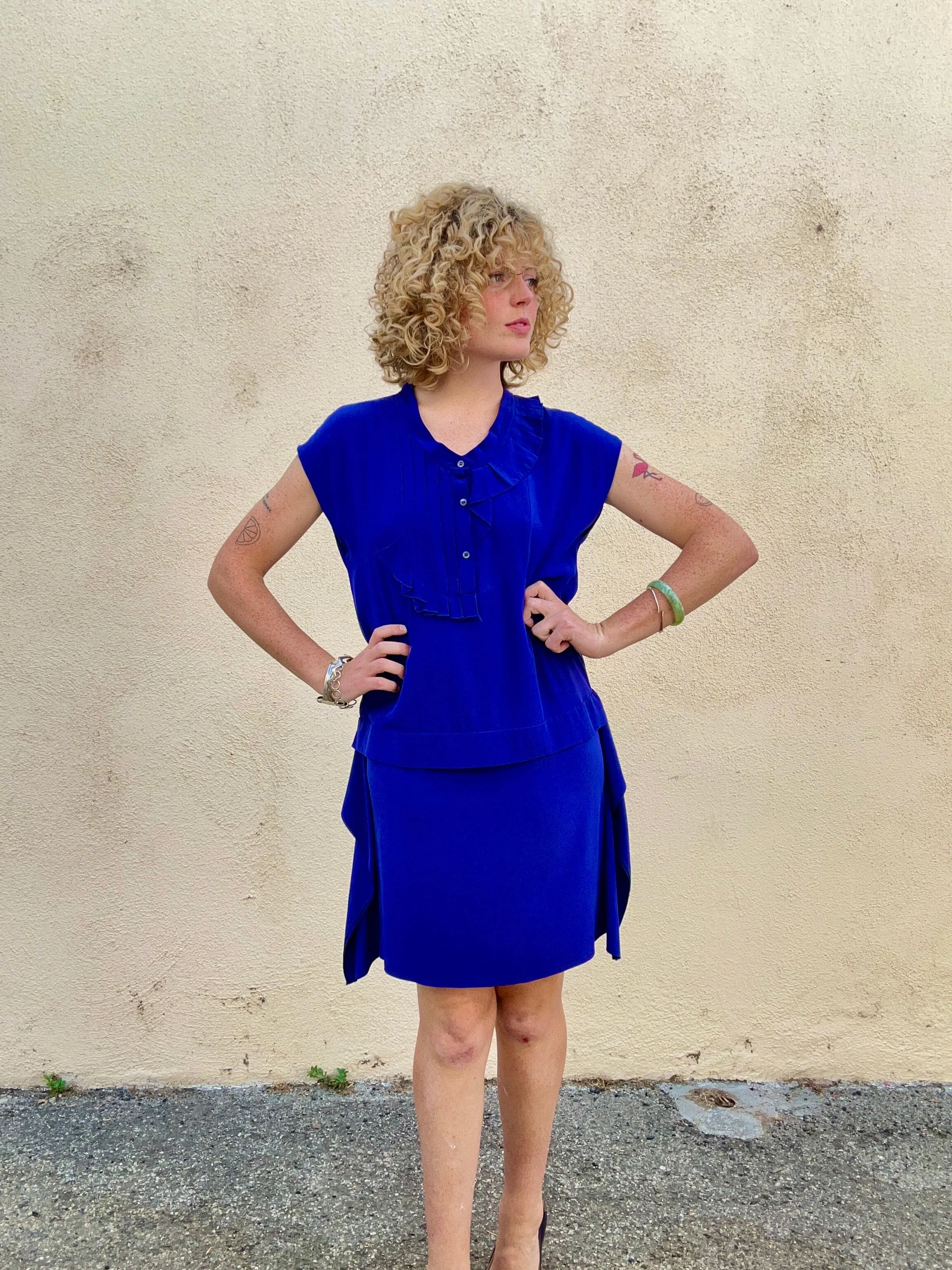 Vintage Miu Miu Spring 2000 Blue Silk Dress