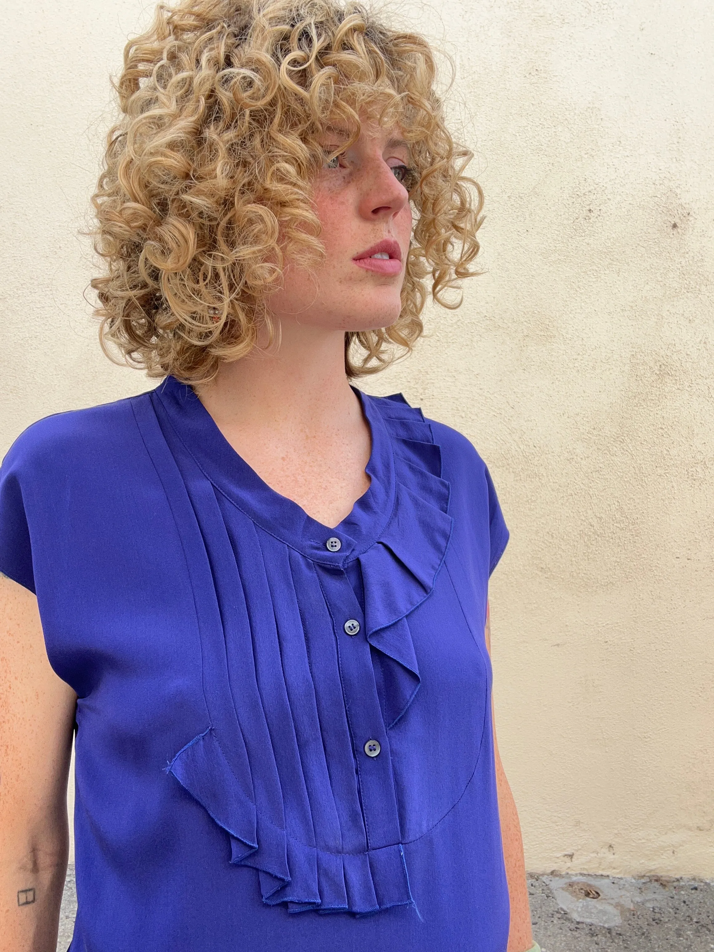 Vintage Miu Miu Spring 2000 Blue Silk Dress