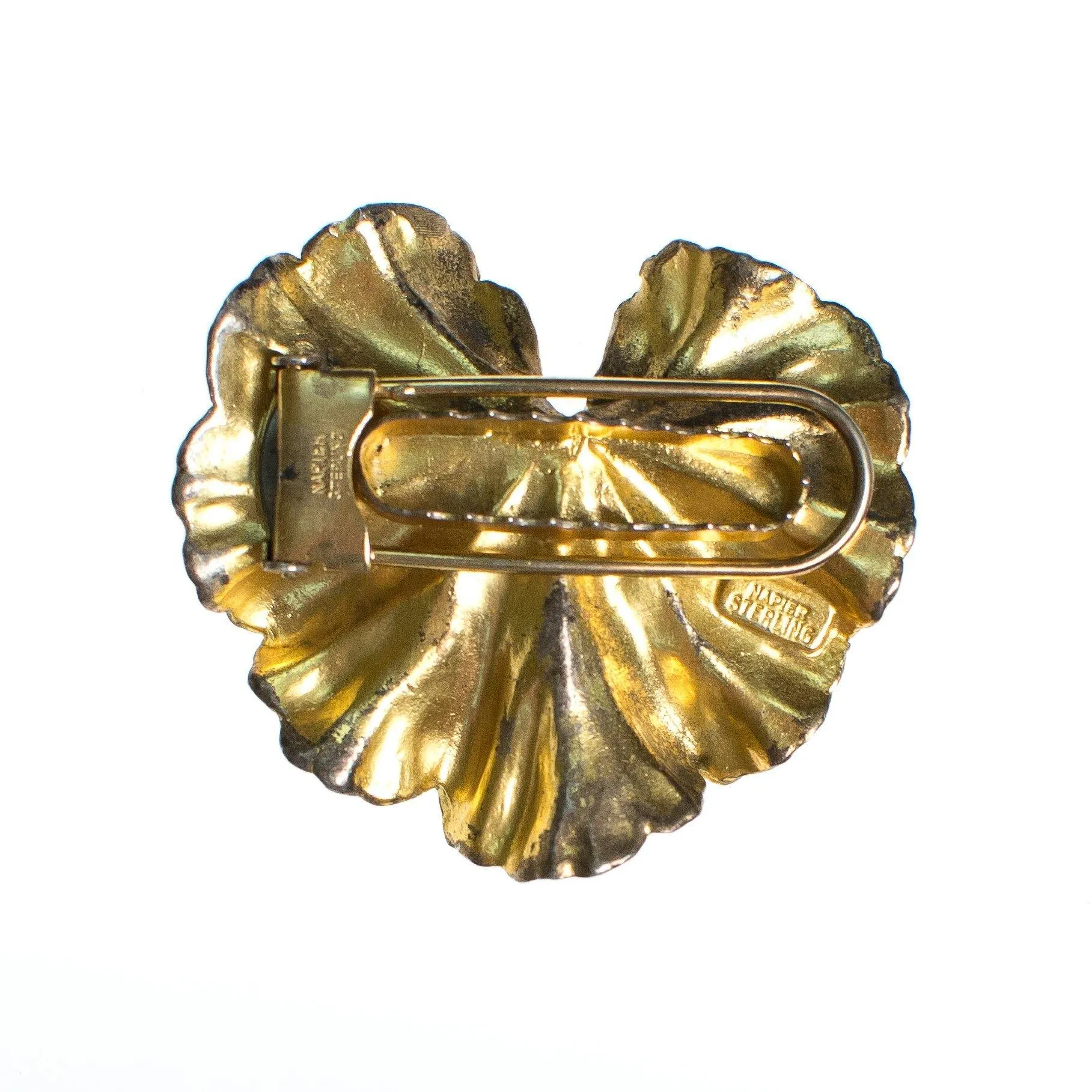 Vintage Napier Sterling Silver Ginkgo Leaf Dress Clip