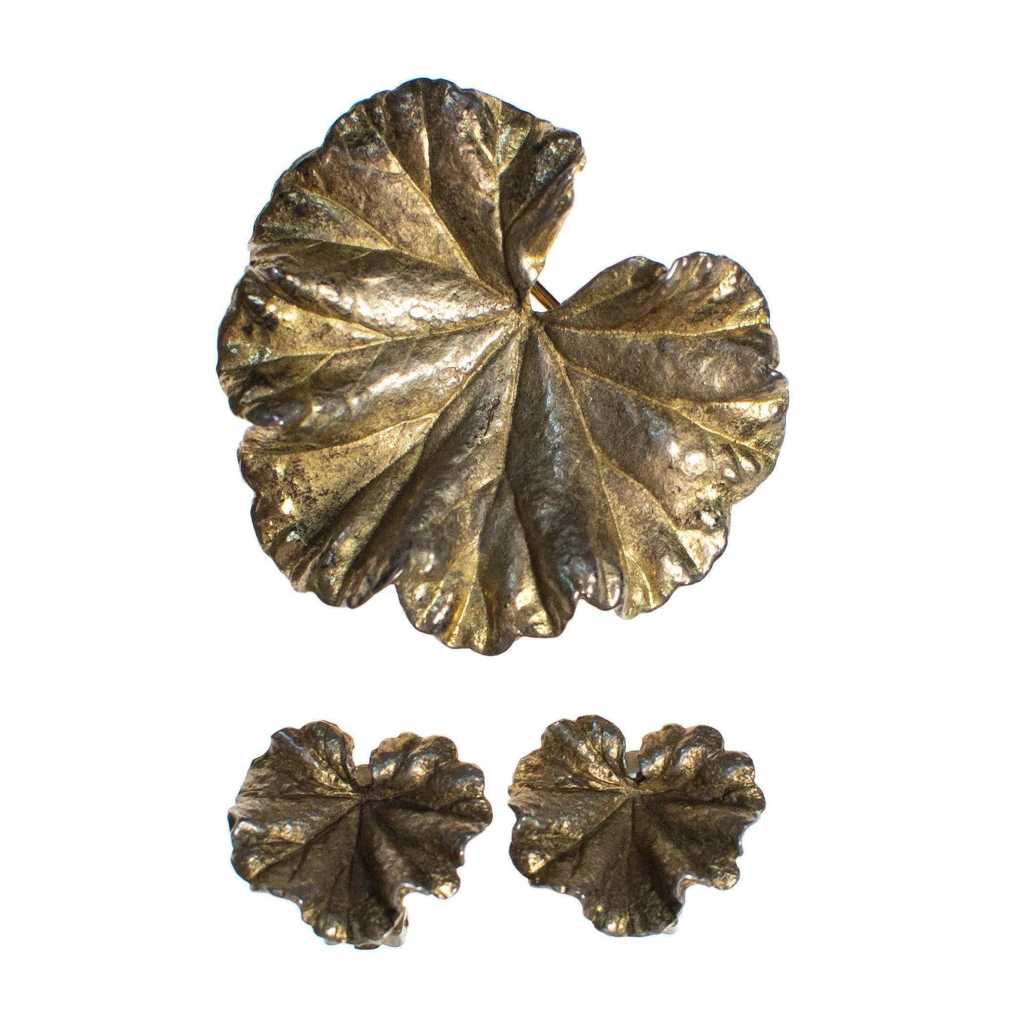 Vintage Napier Sterling Silver Ginkgo Leaf Dress Clip