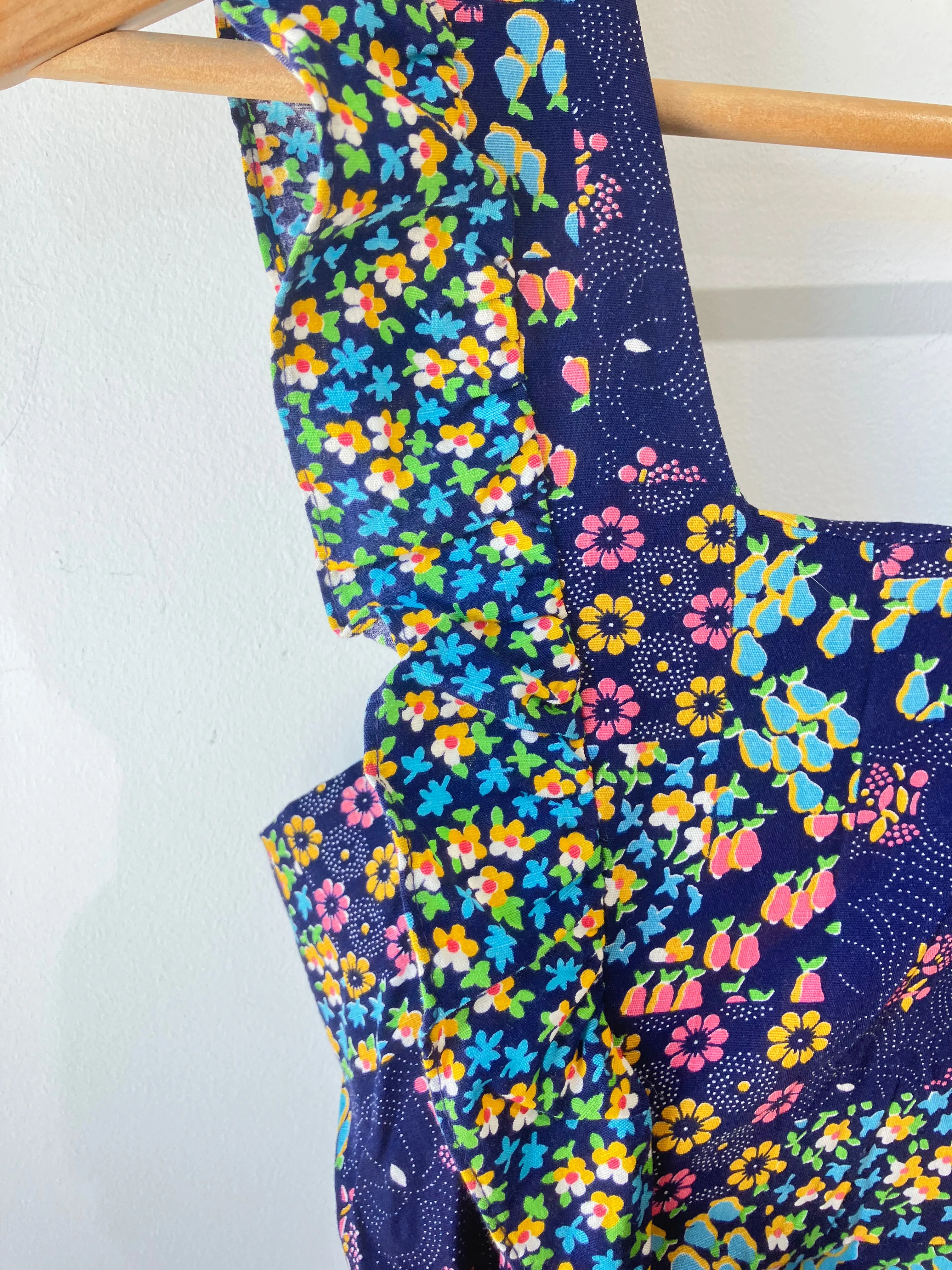 Vintage Navy Floral Sleeveless Prairie Dress