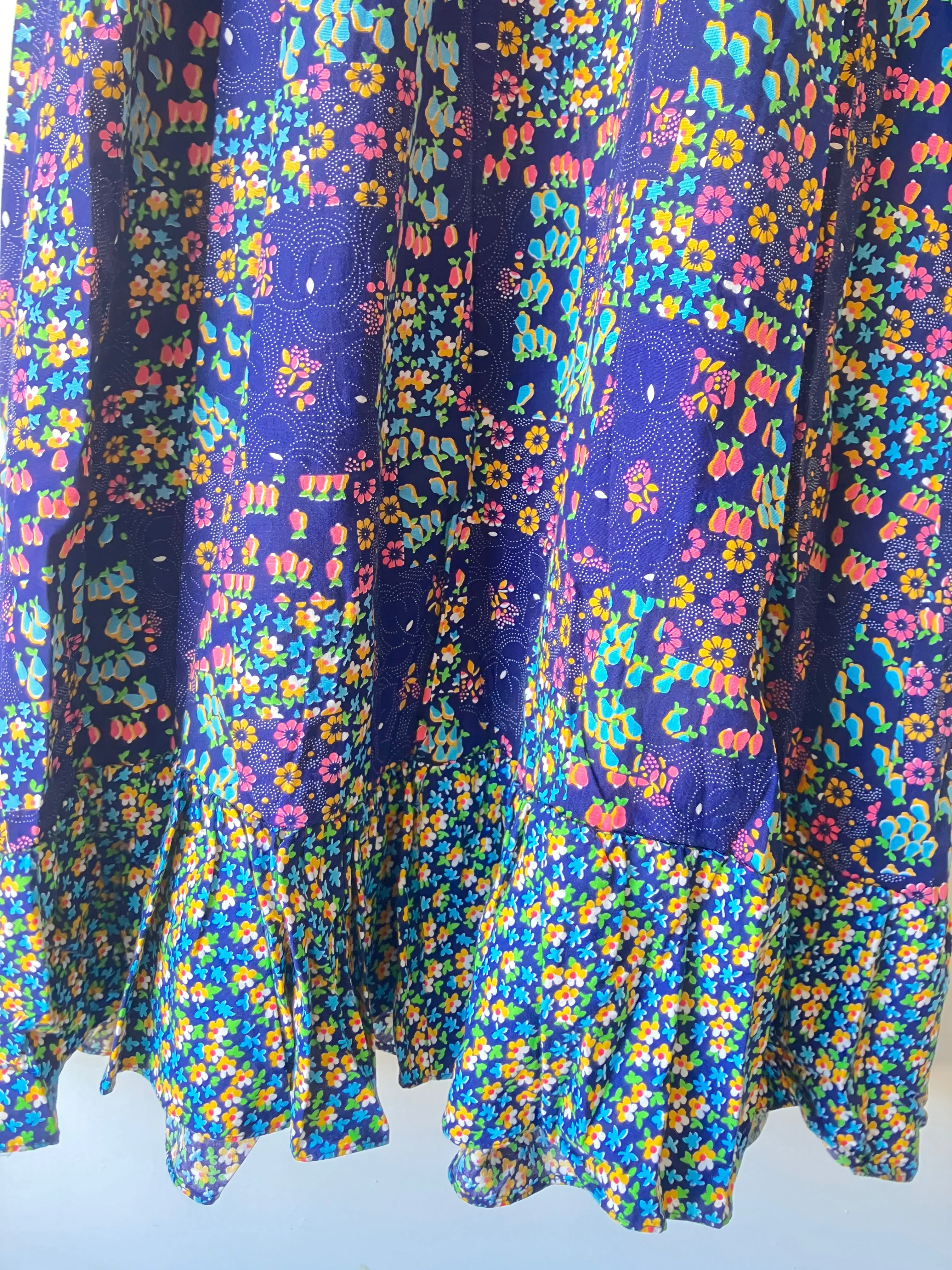 Vintage Navy Floral Sleeveless Prairie Dress