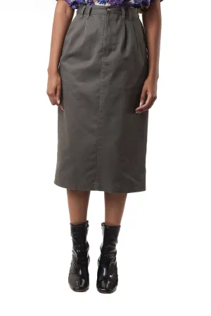 Vintage Olive Green Midi Skirt | S
