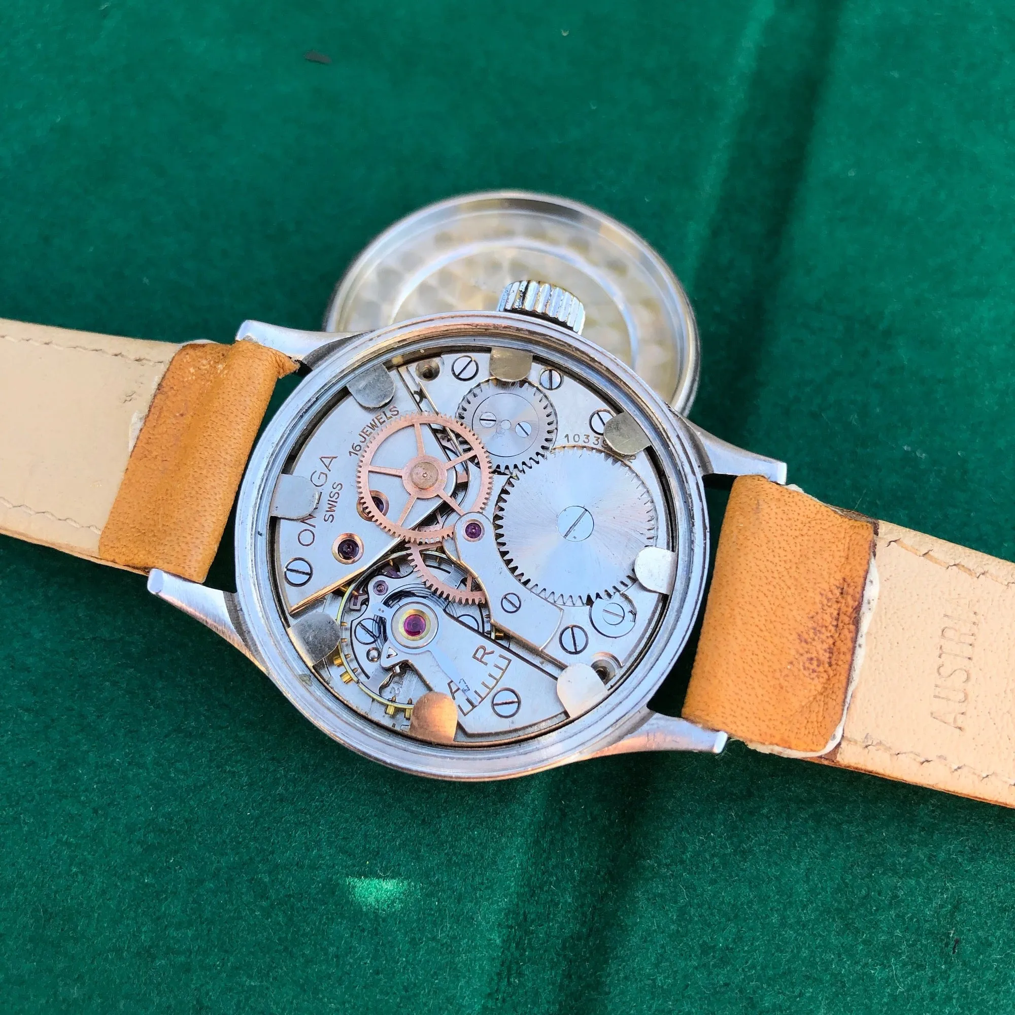 Vintage Omega 2179 Stainless Steel Sector Dial Cal. 30T2 Manual Wristwatch Circa 1940's