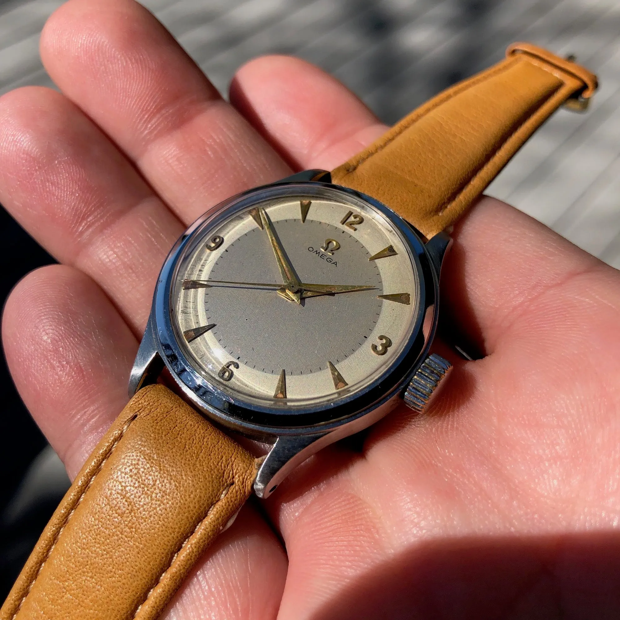 Vintage Omega 2179 Stainless Steel Sector Dial Cal. 30T2 Manual Wristwatch Circa 1940's
