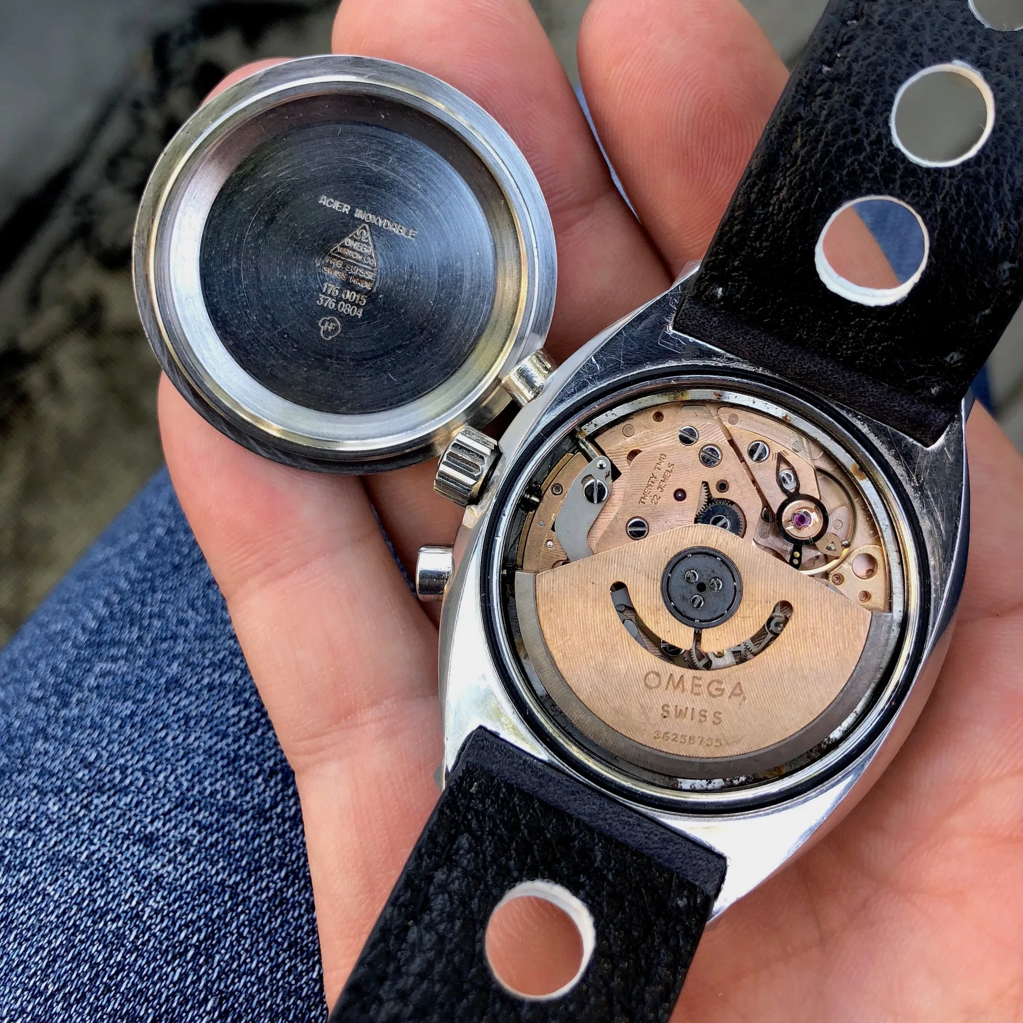 Vintage Omega Seamaster 120 Big Blue 176.004 Chronograph Automatic Wristwatch