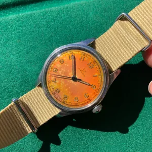 Vintage Omega Steel 2384 WWII US ARMY Tropical Radium Cal. 30T2 Manual Wind Wristwatch Circa 1940s