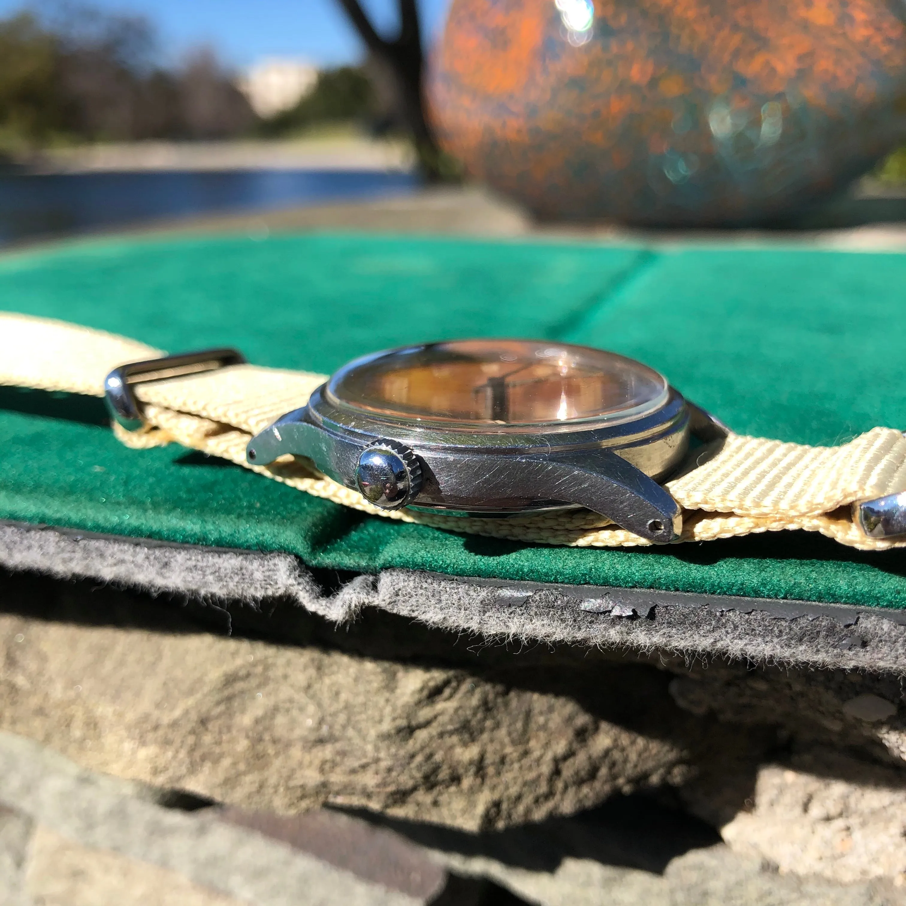 Vintage Omega Steel 2384 WWII US ARMY Tropical Radium Cal. 30T2 Manual Wind Wristwatch Circa 1940s