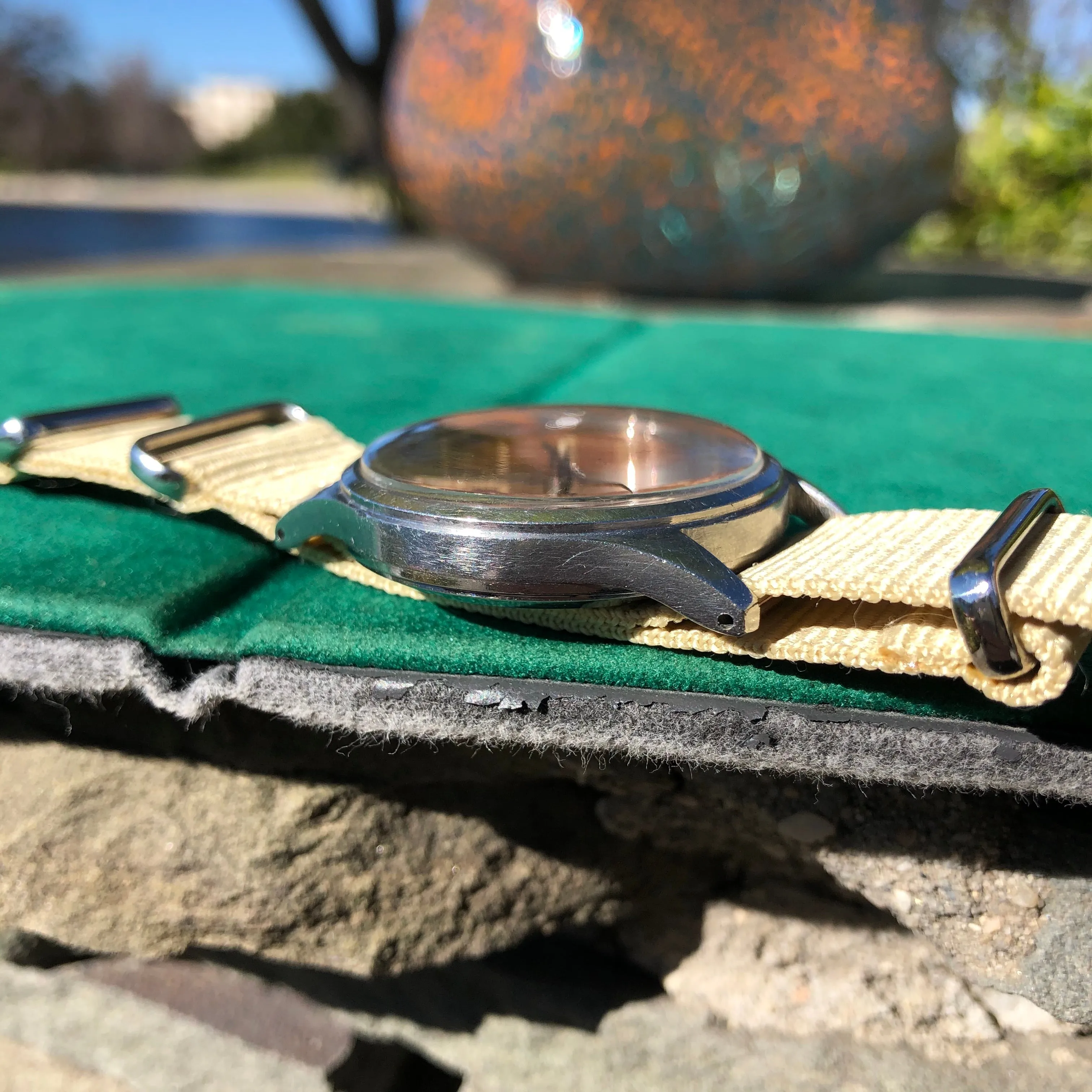 Vintage Omega Steel 2384 WWII US ARMY Tropical Radium Cal. 30T2 Manual Wind Wristwatch Circa 1940s
