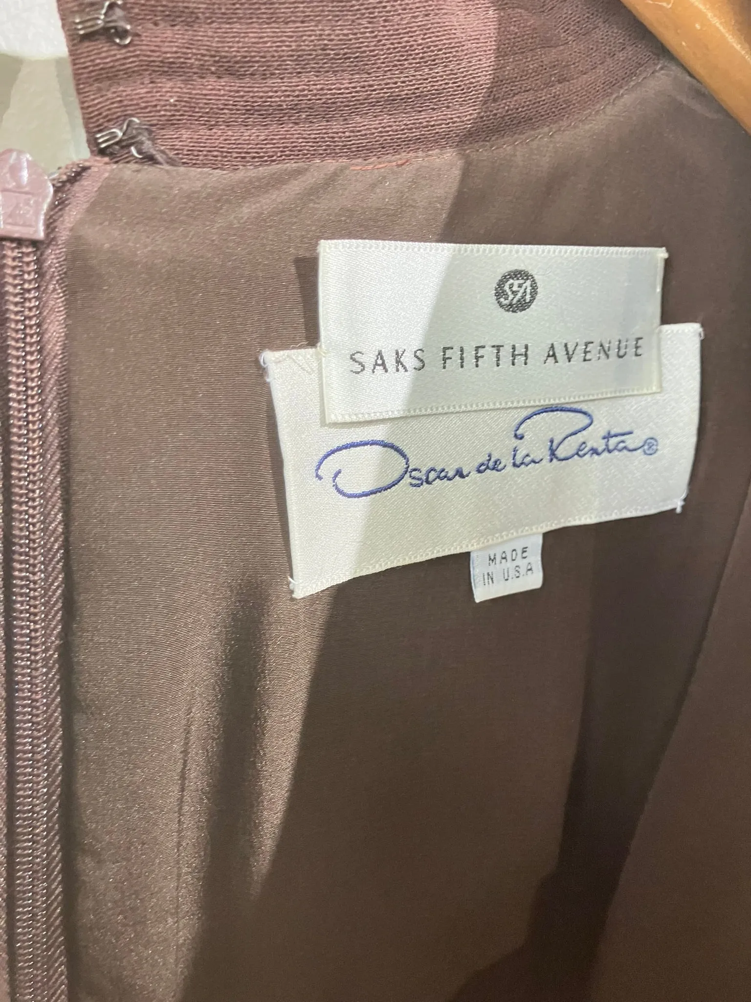 Vintage Oscar de la Renta Chocolate Brown Short Sleeve Dress
