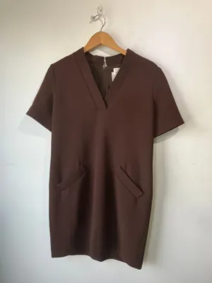 Vintage Oscar de la Renta Chocolate Brown Short Sleeve Dress