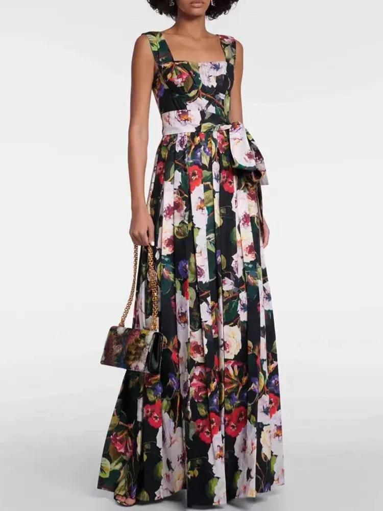 Vintage Print Strap Dress