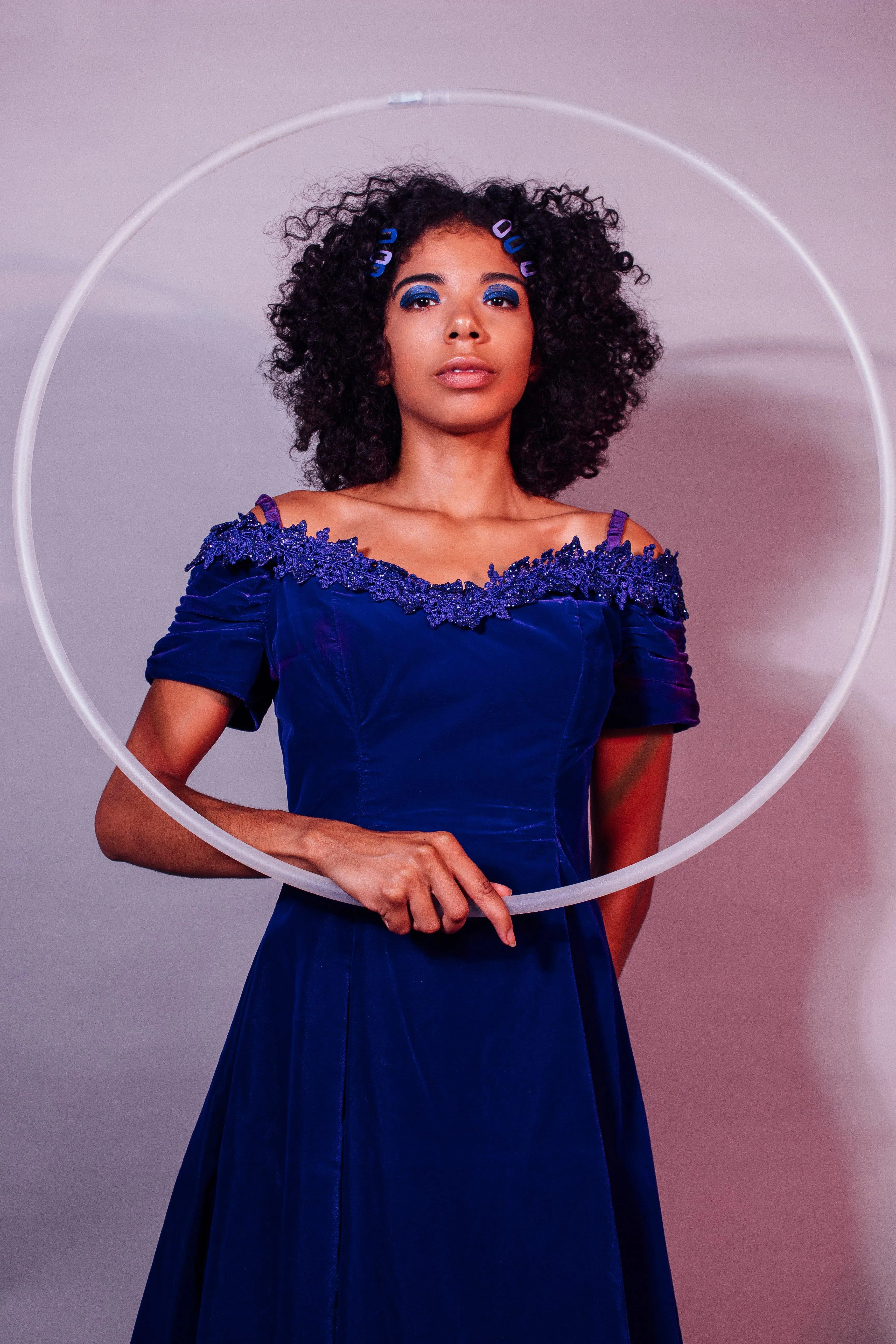 Vintage Purple Off-The-Shoulder Midi Dress | S
