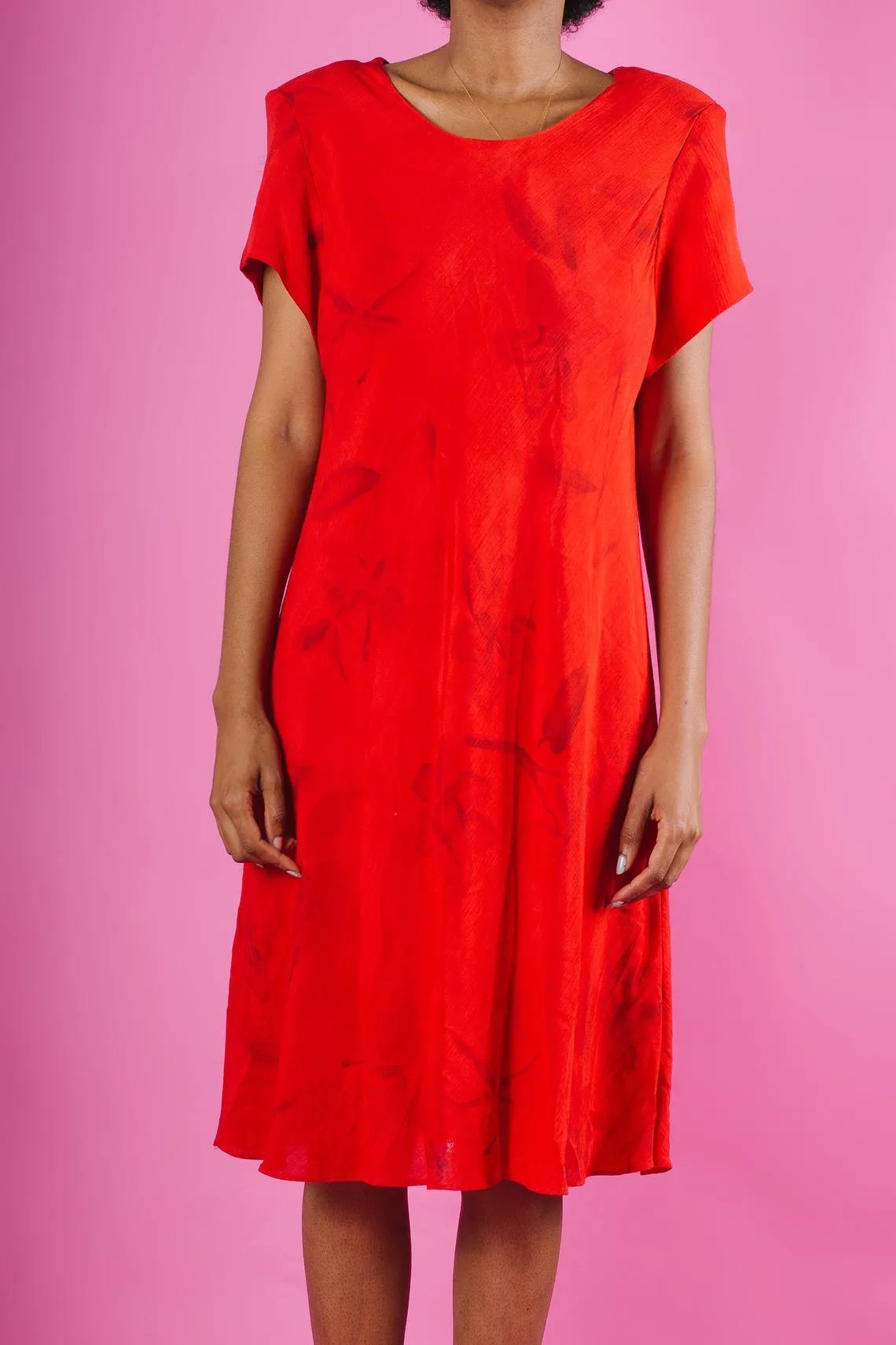 Vintage Red Floral Midi Dress
