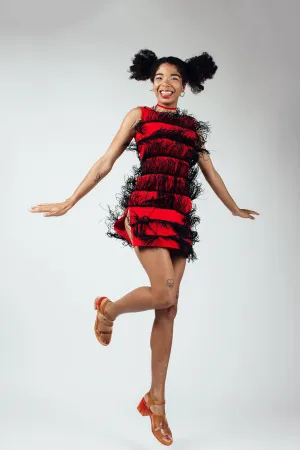 Vintage Red Fringe Mini Dress