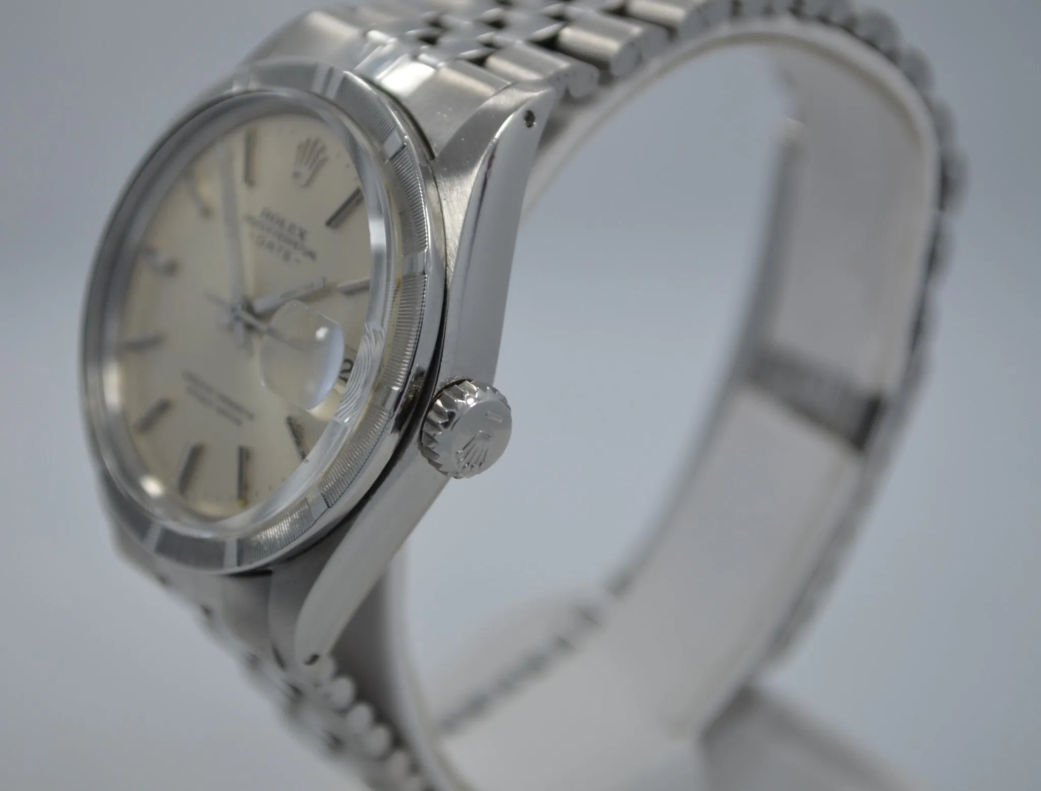 Vintage Rolex 1501 Oyster Perpetual Date 1968 Stainless Steel Silver Wristwatch