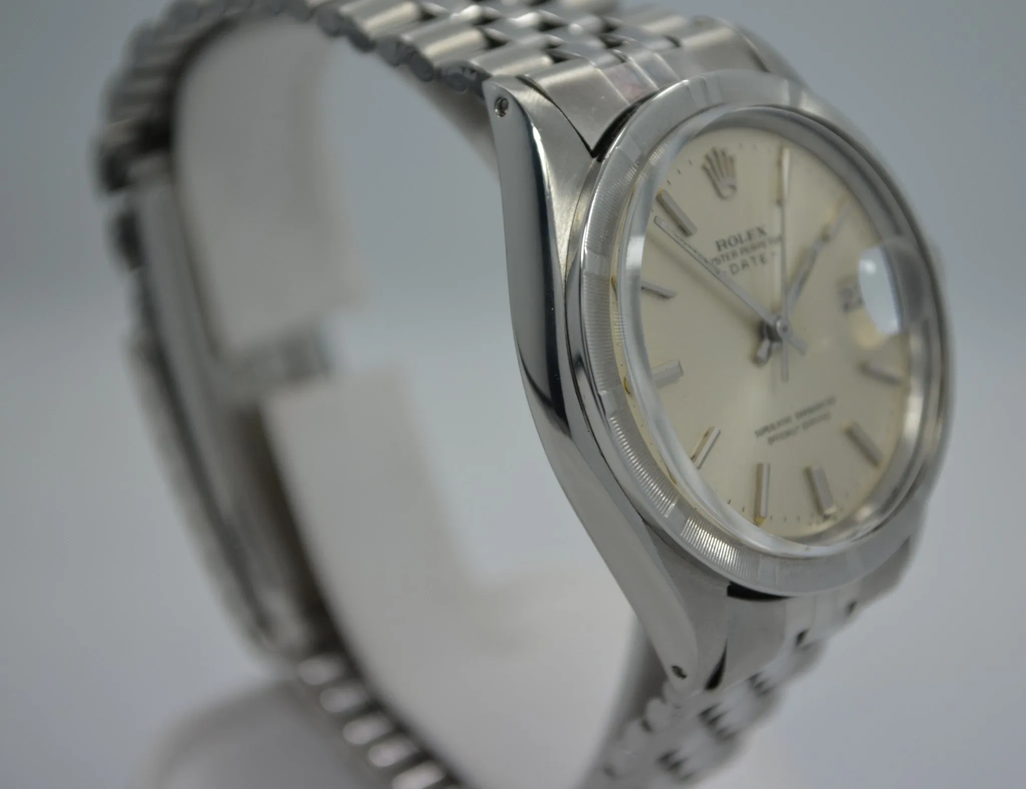 Vintage Rolex 1501 Oyster Perpetual Date 1968 Stainless Steel Silver Wristwatch