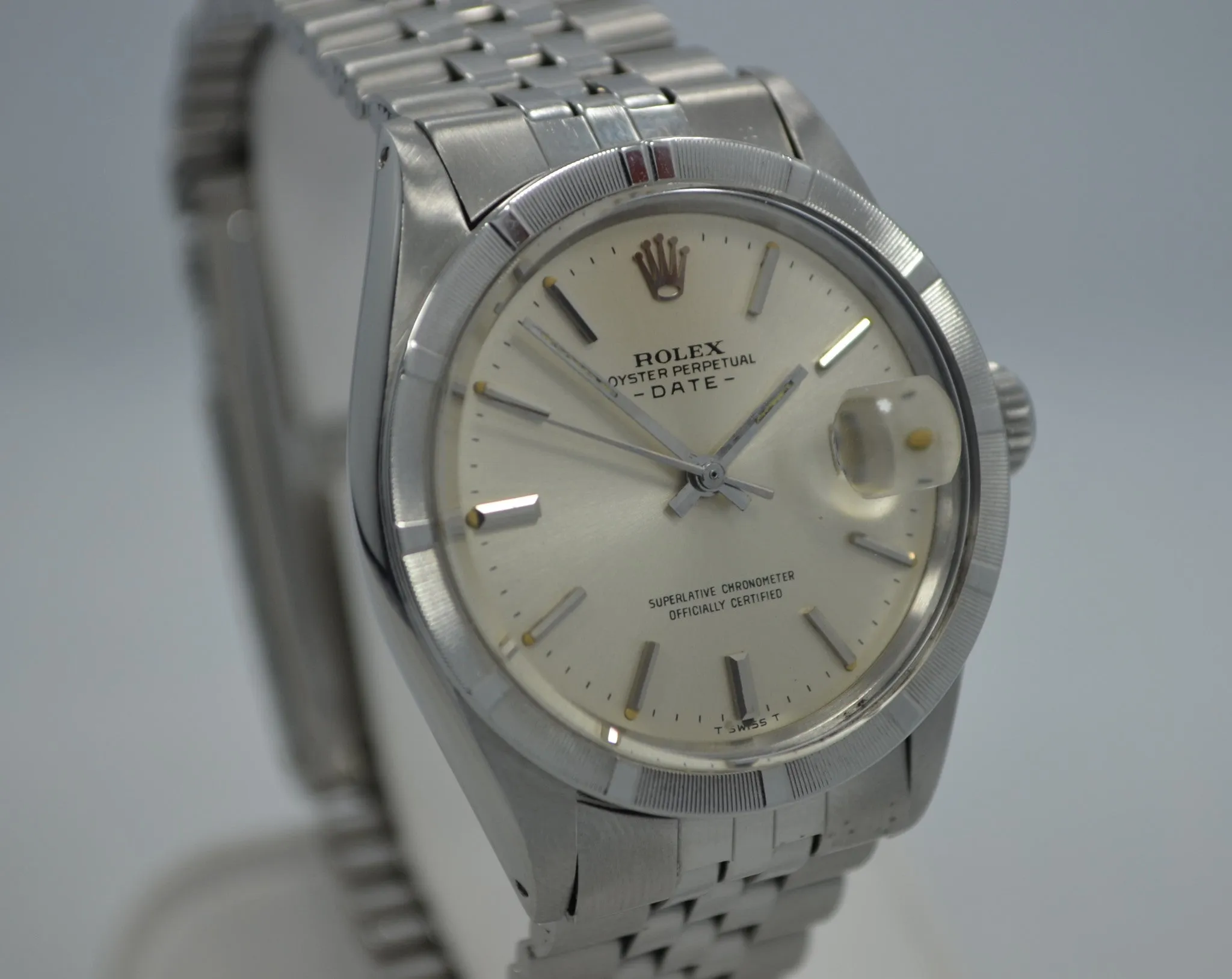 Vintage Rolex 1501 Oyster Perpetual Date 1968 Stainless Steel Silver Wristwatch