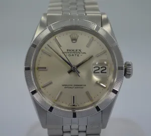 Vintage Rolex 1501 Oyster Perpetual Date 1968 Stainless Steel Silver Wristwatch